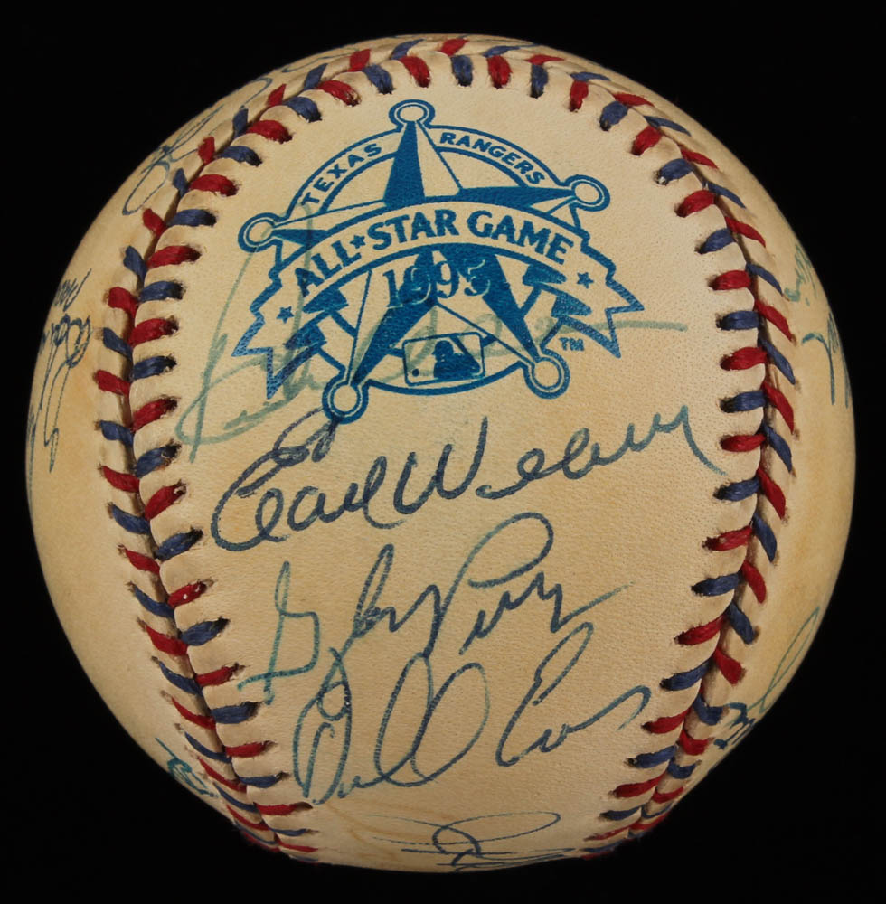 1995 All-Star Game Baseball signed by (25) With Orlando Cepeda, Harmon Killebrew, Robin Roberts, Earl Weaver With Display Base (PSA LOA) at PristineAuction.com 1995 All-Star Game Baseball signed by (25) With Orlando Cepeda, Harmon Killebrew, Robin Roberts, Earl Weaver With Display Base (PSA LOA) at PristineAuction.com