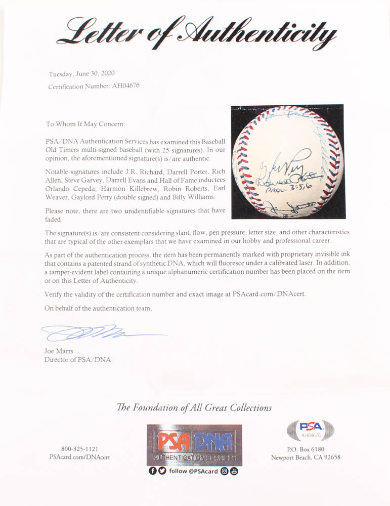 1995 All-Star Game Baseball signed by (25) With Orlando Cepeda, Harmon Killebrew, Robin Roberts, Earl Weaver With Display Base (PSA LOA) at PristineAuction.com 1995 All-Star Game Baseball signed by (25) With Orlando Cepeda, Harmon Killebrew, Robin Roberts, Earl Weaver With Display Base (PSA LOA) at PristineAuction.com
