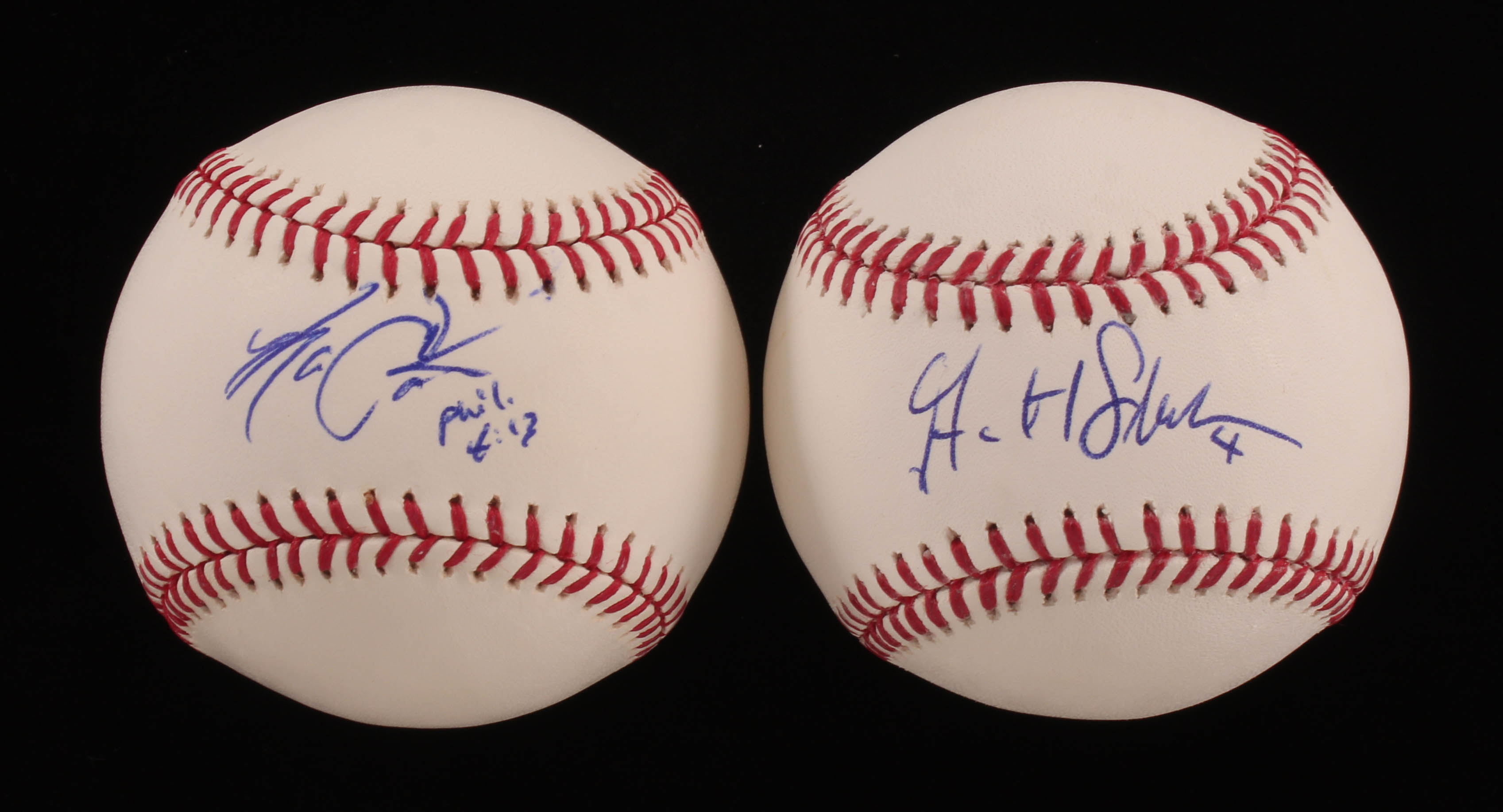 Lot of (2) Signed OML Baseballs with Garrett Stubbs & Kaleb Cowart (SidsGraphs COA) at PristineAuction.com Lot of (2) Signed OML Baseballs with Garrett Stubbs & Kaleb Cowart (SidsGraphs COA) at PristineAuction.com