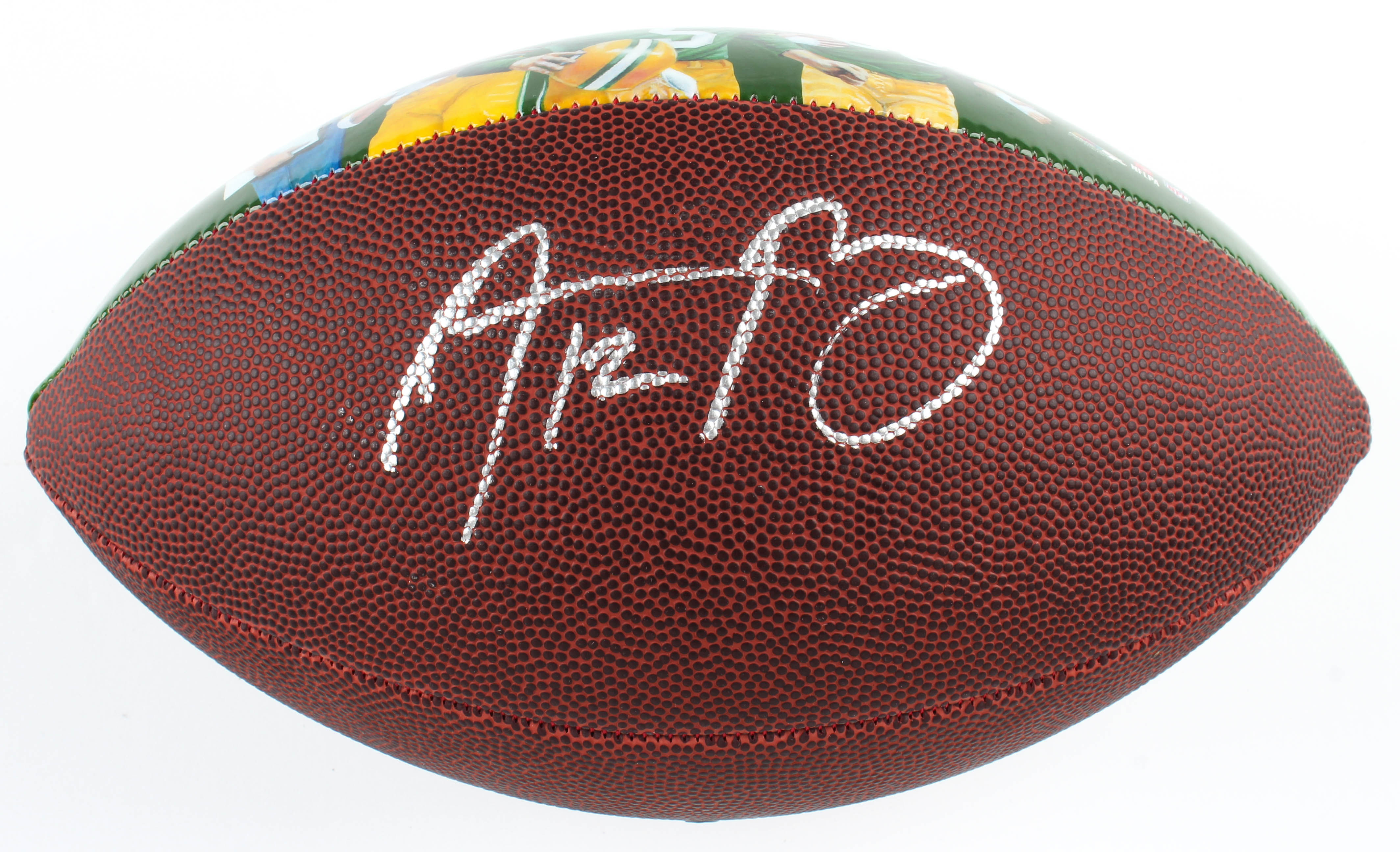 Aaron Rodgers Signed Packers NFL 100th Anniversary Legacy Art Football (Fanatics Hologram) at PristineAuction.com Aaron Rodgers Signed Packers NFL 100th Anniversary Legacy Art Football (Fanatics Hologram) at PristineAuction.com