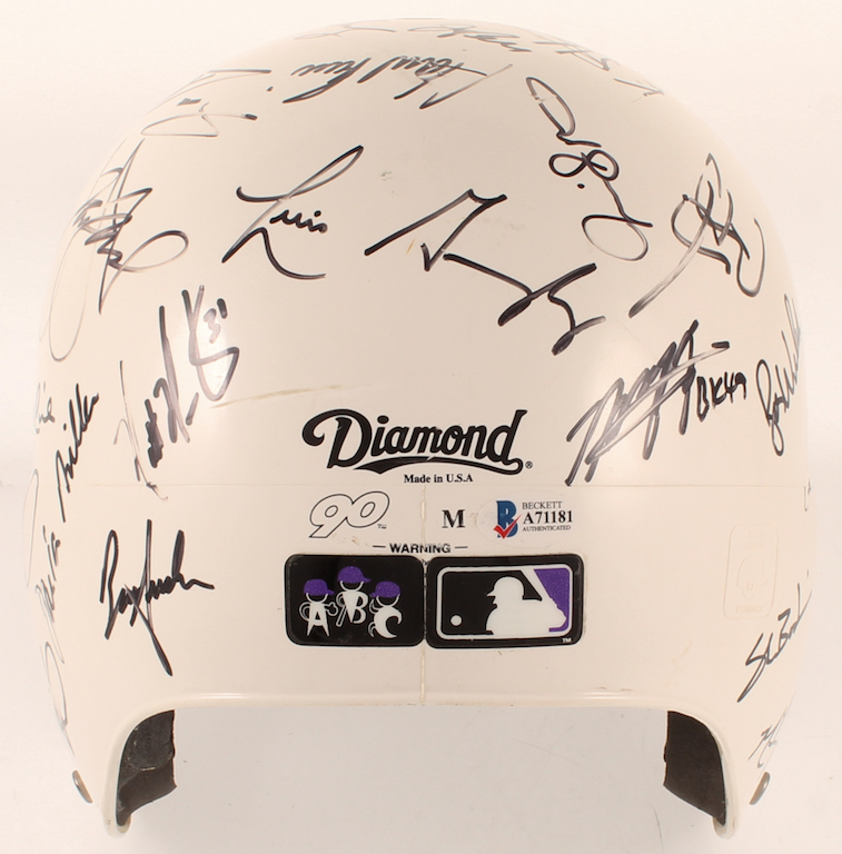 2001 Diamondbacks Full-Size Batting Helmet Team-Signed by (41) with Randy Johnson, Luis Gonzalez, Mike Morgan, Matt Williams, Craig Counsell, Steve Finley, Mark Grace (Beckett) at PristineAuction.com 2001 Diamondbacks Full-Size Batting Helmet Team-Signed by (41) with Randy Johnson, Luis Gonzalez, Mike Morgan, Matt Williams, Craig Counsell, Steve Finley, Mark Grace (Beckett) at PristineAuction.com