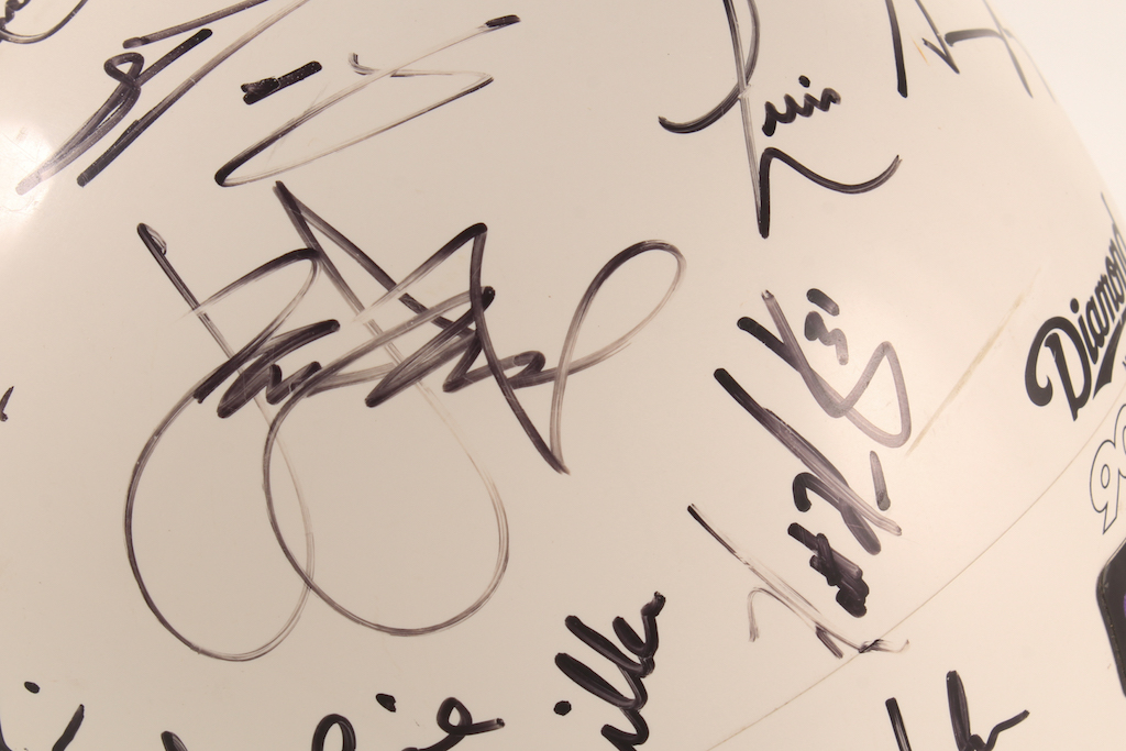 2001 Diamondbacks Full-Size Batting Helmet Team-Signed by (41) with Randy Johnson, Luis Gonzalez, Mike Morgan, Matt Williams, Craig Counsell, Steve Finley, Mark Grace (Beckett) at PristineAuction.com 2001 Diamondbacks Full-Size Batting Helmet Team-Signed by (41) with Randy Johnson, Luis Gonzalez, Mike Morgan, Matt Williams, Craig Counsell, Steve Finley, Mark Grace (Beckett) at PristineAuction.com