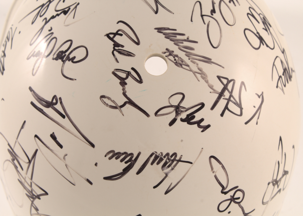 2001 Diamondbacks Full-Size Batting Helmet Team-Signed by (41) with Randy Johnson, Luis Gonzalez, Mike Morgan, Matt Williams, Craig Counsell, Steve Finley, Mark Grace (Beckett) at PristineAuction.com 2001 Diamondbacks Full-Size Batting Helmet Team-Signed by (41) with Randy Johnson, Luis Gonzalez, Mike Morgan, Matt Williams, Craig Counsell, Steve Finley, Mark Grace (Beckett) at PristineAuction.com