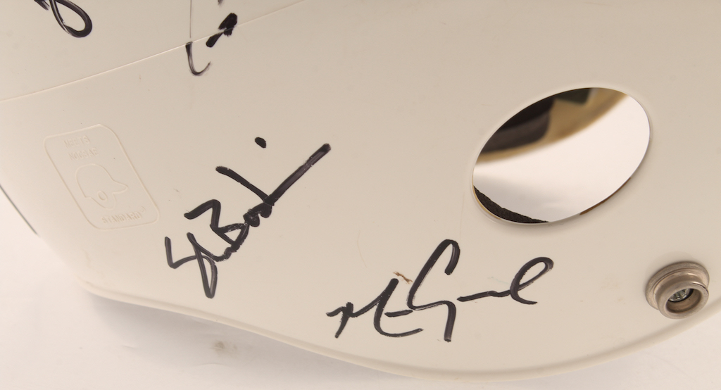 2001 Diamondbacks Full-Size Batting Helmet Team-Signed by (41) with Randy Johnson, Luis Gonzalez, Mike Morgan, Matt Williams, Craig Counsell, Steve Finley, Mark Grace (Beckett) at PristineAuction.com 2001 Diamondbacks Full-Size Batting Helmet Team-Signed by (41) with Randy Johnson, Luis Gonzalez, Mike Morgan, Matt Williams, Craig Counsell, Steve Finley, Mark Grace (Beckett) at PristineAuction.com