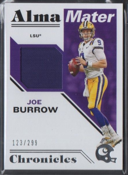 Joe Burrow 2020 Chronicles Alma Mater #1 RC Jersey Card at PristineAuction.com Joe Burrow 2020 Chronicles Alma Mater #1 RC Jersey Card at PristineAuction.com