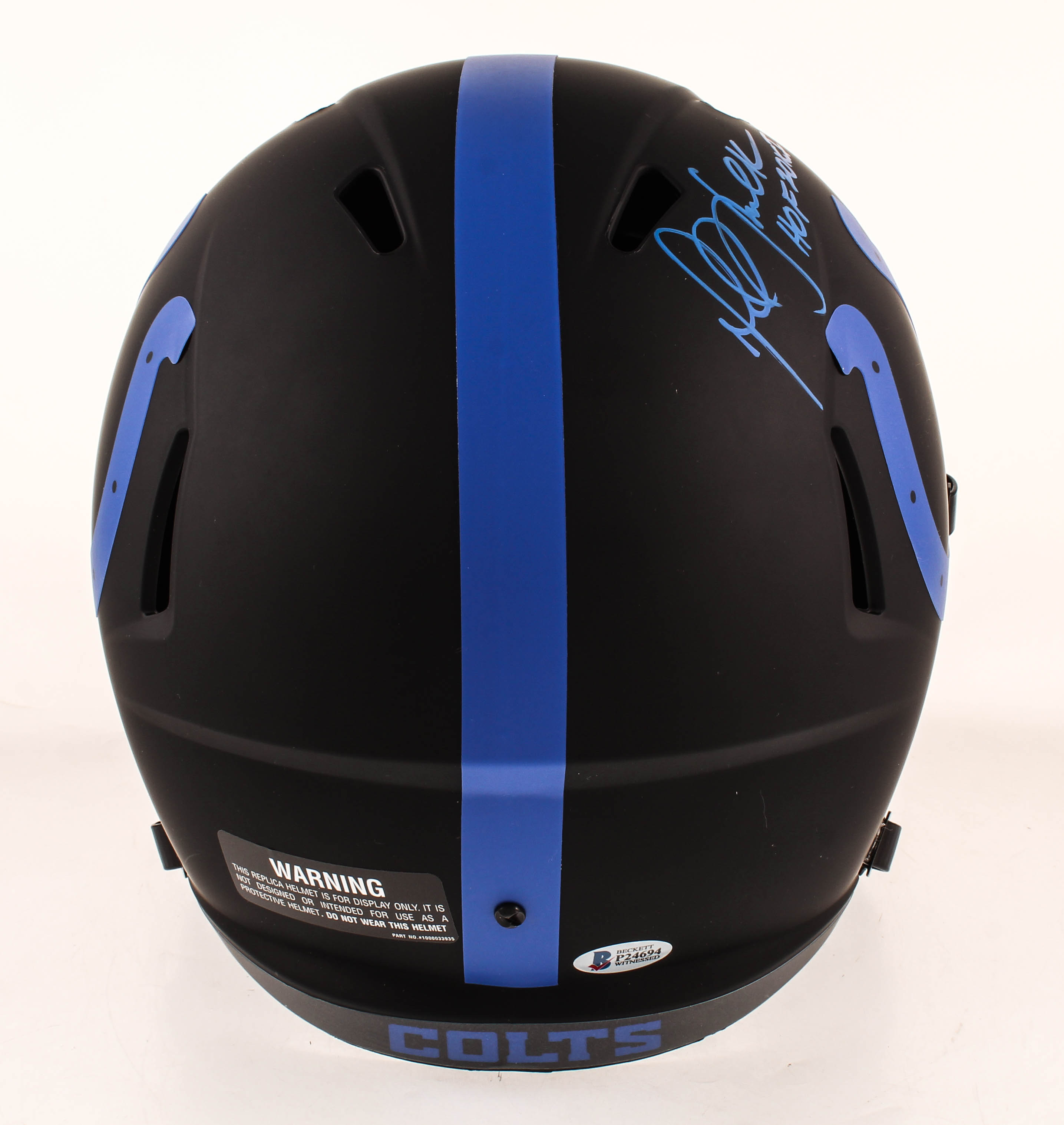 Marshall Faulk Signed Colts Full-Size Eclipse Alternate Speed Helmet Inscribed "HOF20XI" (Beckett COA) at PristineAuction.com Marshall Faulk Signed Colts Full-Size Eclipse Alternate Speed Helmet Inscribed "HOF20XI" (Beckett COA) at PristineAuction.com
