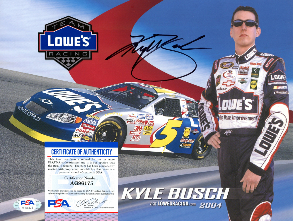 Kyle Busch Signed 8x10 Photo (PSA COA) Pristine Auction