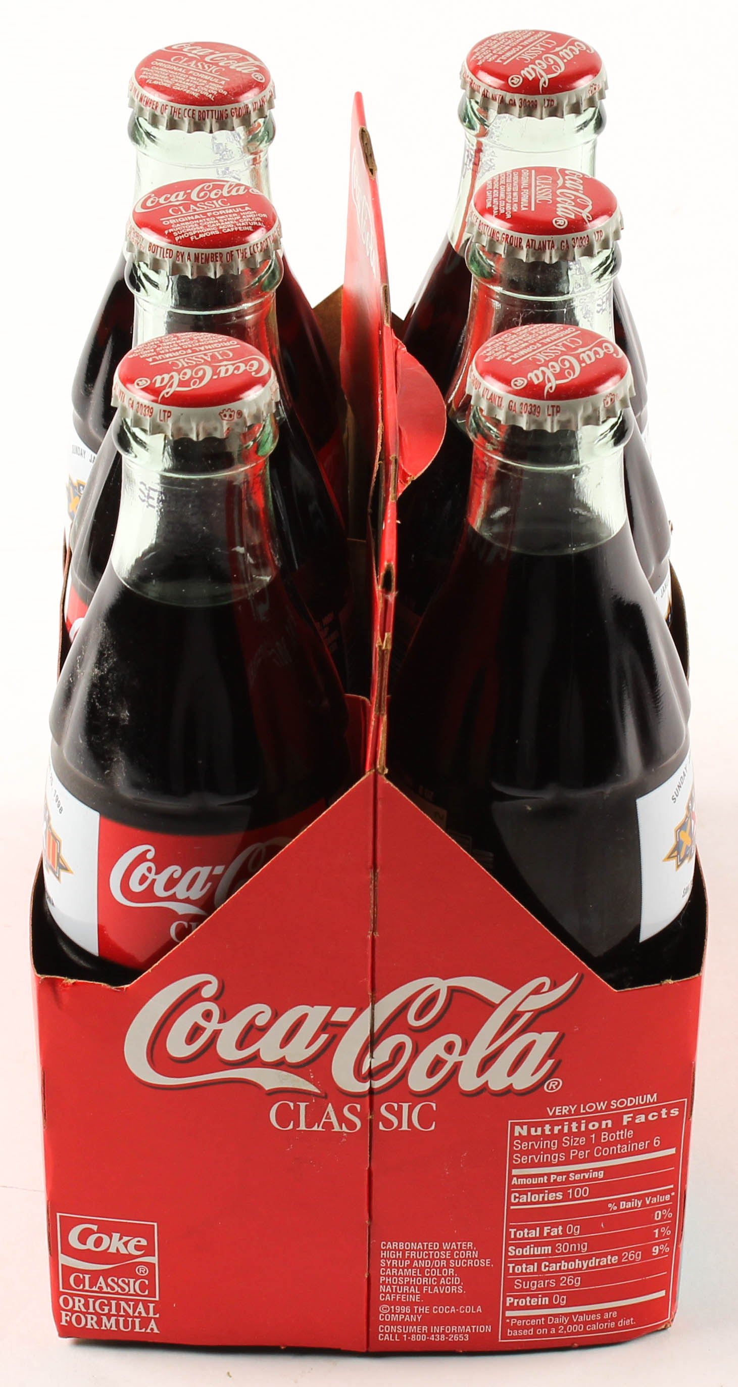 Lot of (6) Super Bowl XXXII Commemorative Coca-Cola Bottles at PristineAuction.com Lot of (6) Super Bowl XXXII Commemorative Coca-Cola Bottles at PristineAuction.com