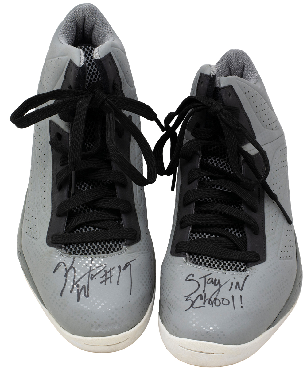 Kemba Walker Signed Pair of (2) Under Armour Basketball Shoes Inscribed "Stay In School!" (Beckett) at PristineAuction.com Kemba Walker Signed Pair of (2) Under Armour Basketball Shoes Inscribed "Stay In School!" (Beckett) at PristineAuction.com