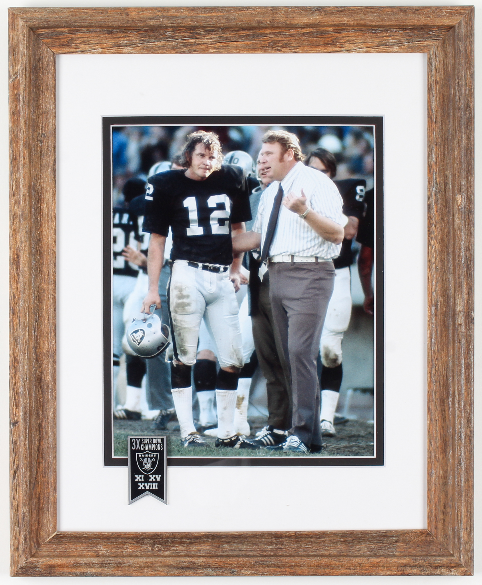 Ken Stabler & John Madden Raiders 13.5x16.5 Custom Framed Photo Display with Raiders Super Bowl Pin at PristineAuction.com Ken Stabler & John Madden Raiders 13.5x16.5 Custom Framed Photo Display with Raiders Super Bowl Pin at PristineAuction.com