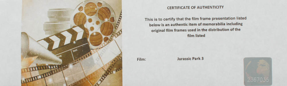 "Jurassic Park III" LE 8x10 Custom Matted Original Film / Movie Cell Display at PristineAuction.com "Jurassic Park III" LE 8x10 Custom Matted Original Film / Movie Cell Display at PristineAuction.com