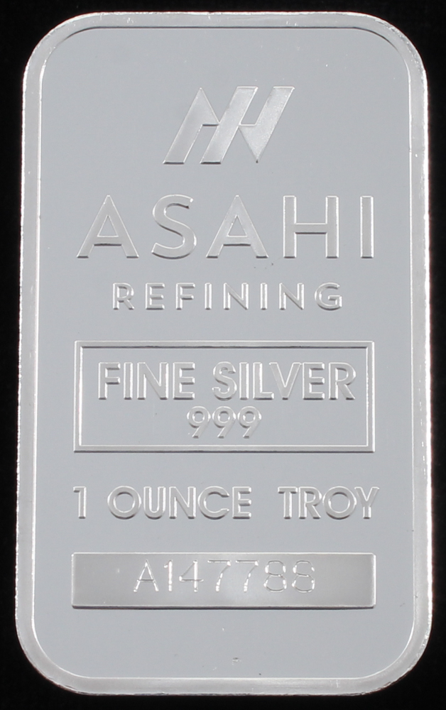 1 Troy Ounce .999 Fine Silver "Asahi Refining" Bullion Bar at PristineAuction.com 1 Troy Ounce .999 Fine Silver "Asahi Refining" Bullion Bar at PristineAuction.com