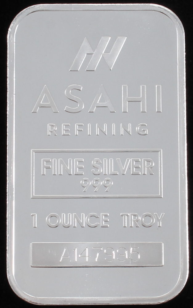 1 Troy Ounce .999 Fine Silver "Asahi Refining" Bullion Bar at PristineAuction.com 1 Troy Ounce .999 Fine Silver "Asahi Refining" Bullion Bar at PristineAuction.com