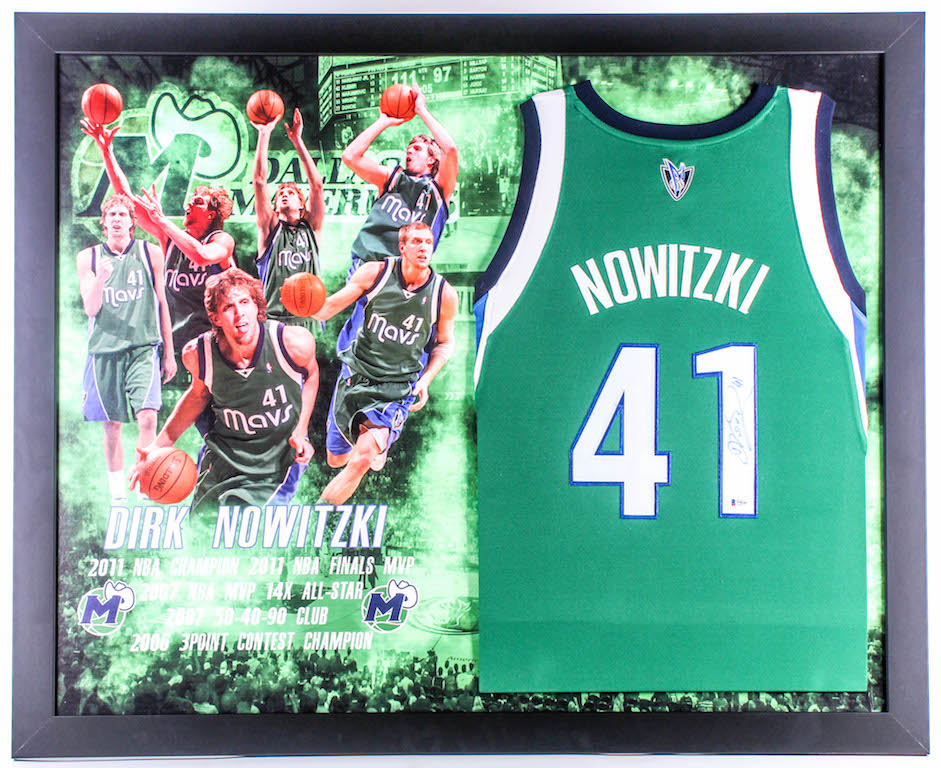 Dirk Nowitzki Signed 35.5x43.5 Custom Framed Jersey Display (Beckett Hologram) at PristineAuction.com Dirk Nowitzki Signed 35.5x43.5 Custom Framed Jersey Display (Beckett Hologram) at PristineAuction.com