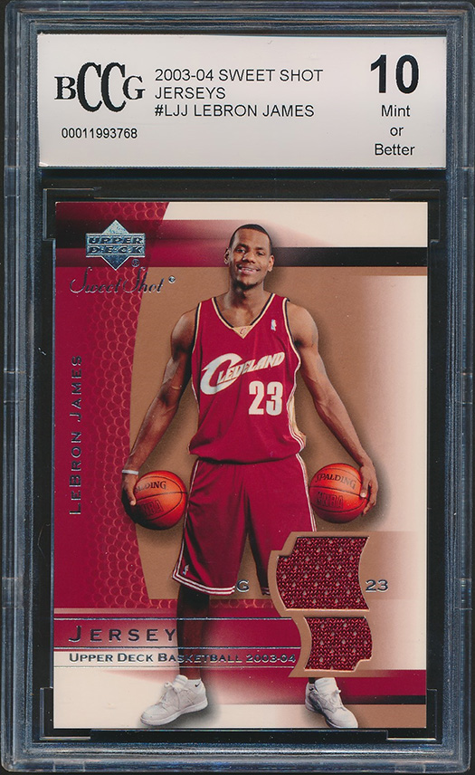 LeBron James 2003-04 Sweet Shot Jerseys #LJJ (BCCG 10) at PristineAuction.com LeBron James 2003-04 Sweet Shot Jerseys #LJJ (BCCG 10) at PristineAuction.com