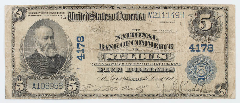 1902 $5 Five-Dollar U.S. National Currency Large-Size Bank Note - The ...
