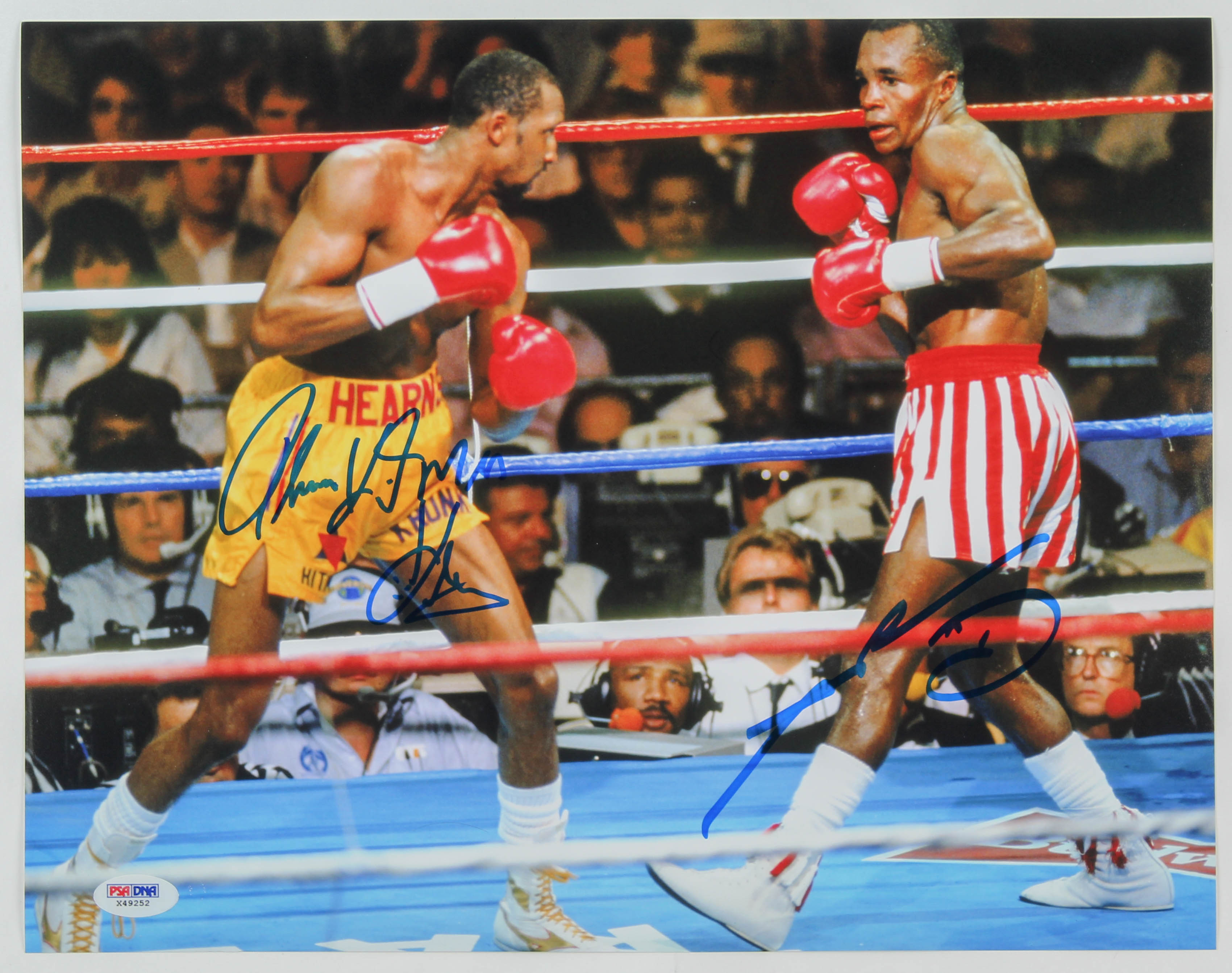 Thomas "Hitman" Hearns & Sugar Ray Leonard Signed 11x14 Photo (PSA COA) at PristineAuction.com Thomas "Hitman" Hearns & Sugar Ray Leonard Signed 11x14 Photo (PSA COA) at PristineAuction.com