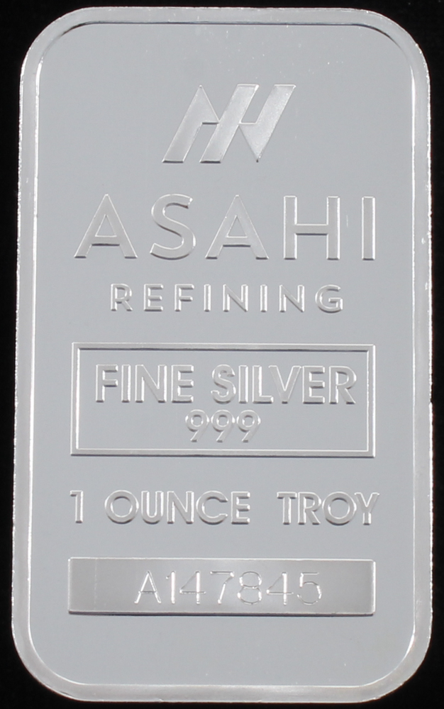 1 Troy Ounce .999 Fine Silver "Asahi Refining" Bullion Bar at PristineAuction.com 1 Troy Ounce .999 Fine Silver "Asahi Refining" Bullion Bar at PristineAuction.com