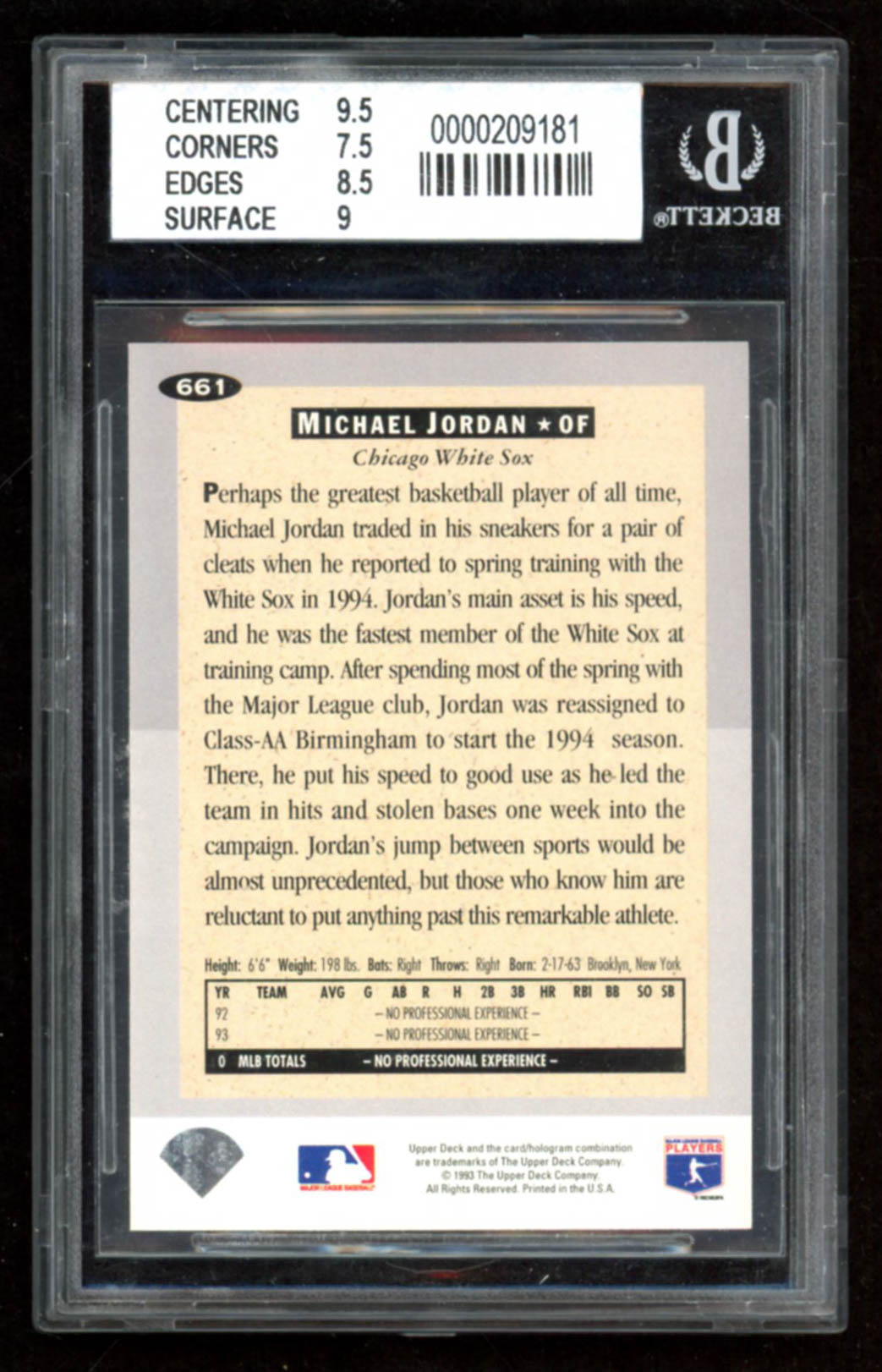 Michael Jordan 1994 Collector's Choice #661 RC (BGS 8) at PristineAuction.com Michael Jordan 1994 Collector's Choice #661 RC (BGS 8) at PristineAuction.com