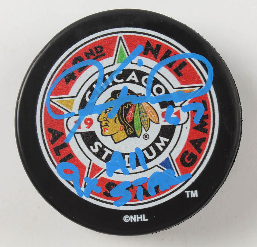 Jeremy Roenick Signed Blackhawks Logo Hockey Puck Inscribed "9x All Star" (Beckett) at PristineAuction.com Jeremy Roenick Signed Blackhawks Logo Hockey Puck Inscribed "9x All Star" (Beckett) at PristineAuction.com
