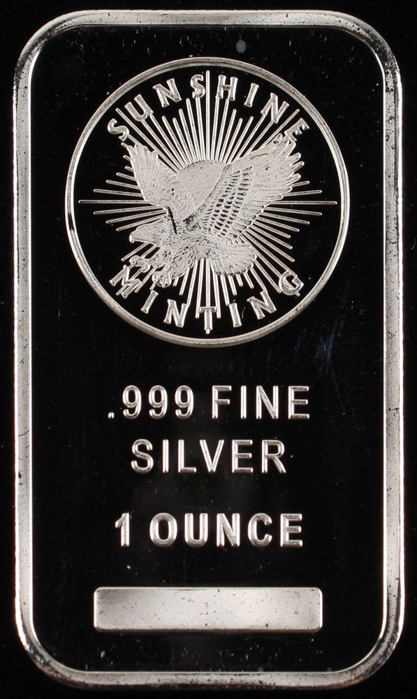 1 Oz. 999 Fine Silver Sunshine Minting Bullion Bar at PristineAuction.com 1 Oz. 999 Fine Silver Sunshine Minting Bullion Bar at PristineAuction.com