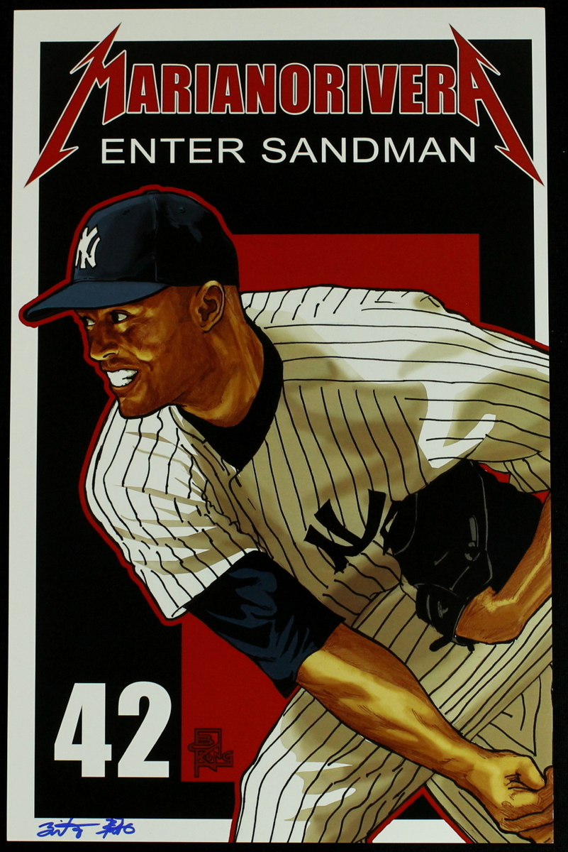 Mariano Rivera Yankees 11x17 "Enter Sandman" Lithograph Signed by Artist Brian Kong (PA LOA) at PristineAuction.com Mariano Rivera Yankees 11x17 "Enter Sandman" Lithograph Signed by Artist Brian Kong (PA LOA) at PristineAuction.com