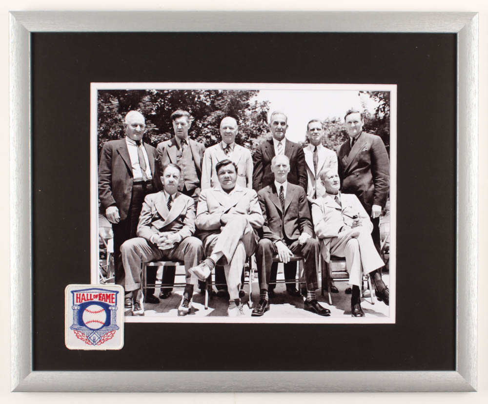 Babe Ruth & the MLB Inaugural Hall of Fame Class 17.5x21.5 Custom Framed Photo Display with Vintage Hall of Fame Patch at PristineAuction.com Babe Ruth & the MLB Inaugural Hall of Fame Class 17.5x21.5 Custom Framed Photo Display with Vintage Hall of Fame Patch at PristineAuction.com