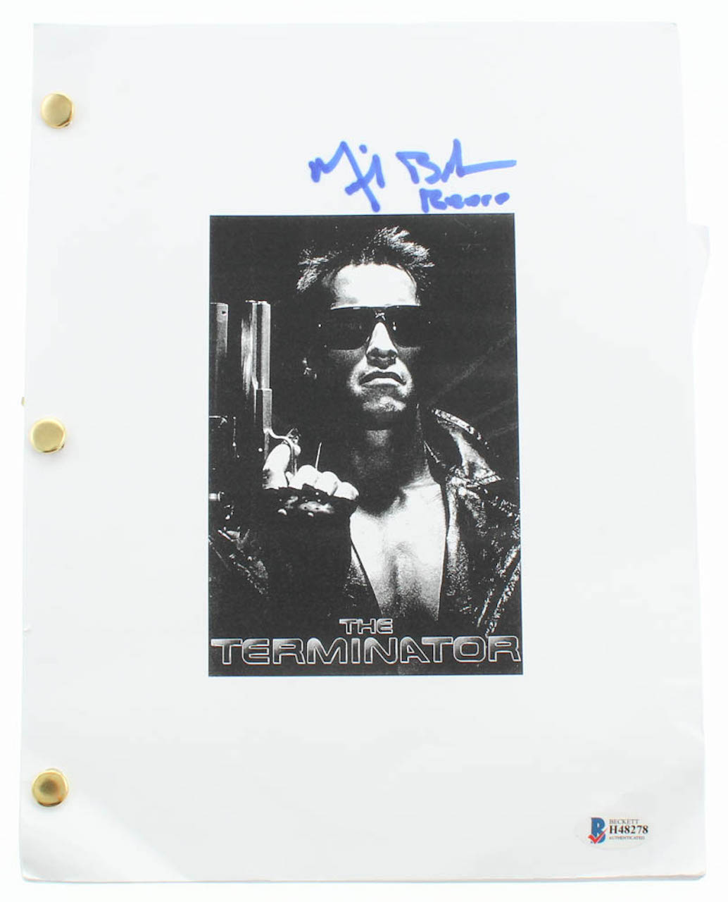 Michael Biehn Signed “The Terminator” Movie Script Inscribed "Reese" (Beckett COA) at PristineAuction.com Michael Biehn Signed “The Terminator” Movie Script Inscribed "Reese" (Beckett COA) at PristineAuction.com