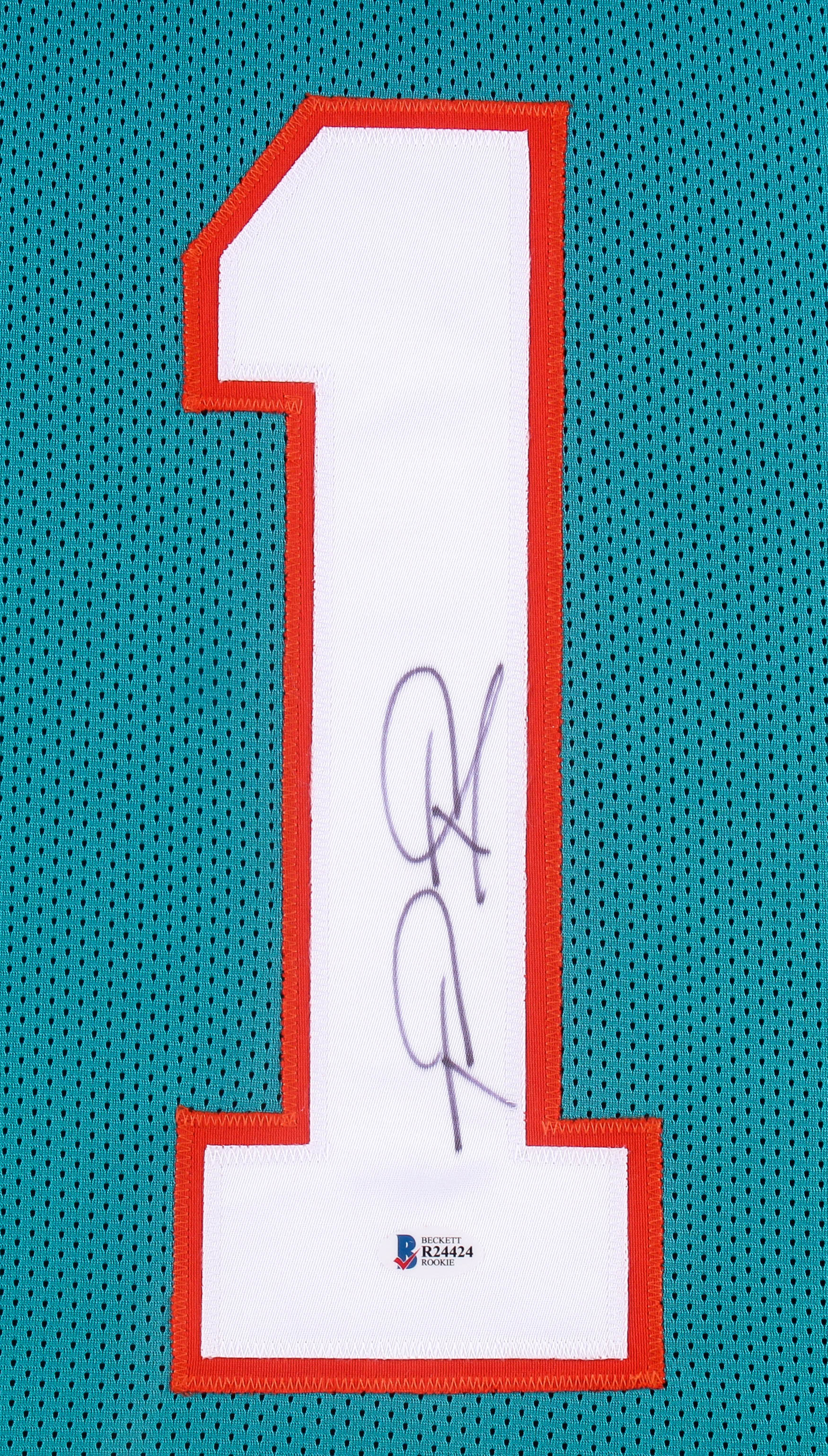 Tua Tagovailoa Signed 35x43 Custom Framed Jersey (Beckett COA) at PristineAuction.com Tua Tagovailoa Signed 35x43 Custom Framed Jersey (Beckett COA) at PristineAuction.com
