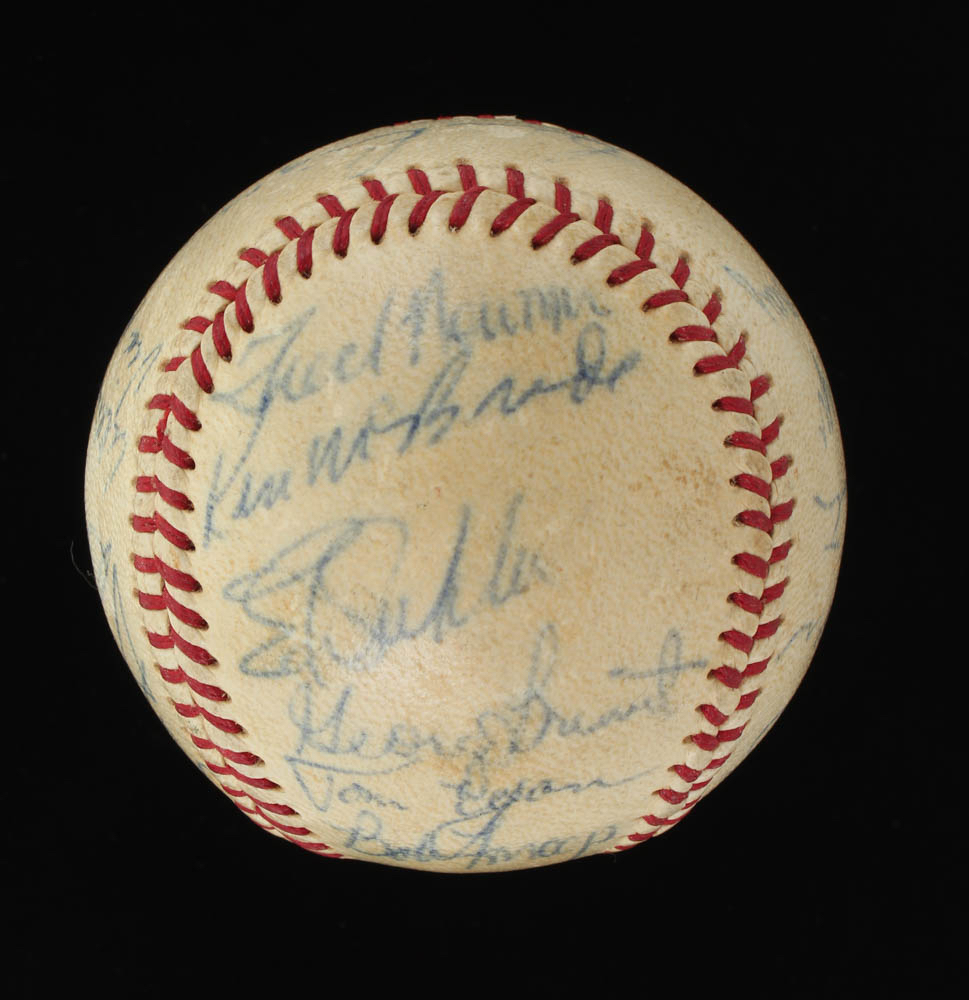 1965 Angels OAL Baseball Team-Signed by (26) with Dean Chance, Lou Clinton, Bob Lee, Vic Power, Rudy May (JSA ALOA) at PristineAuction.com 1965 Angels OAL Baseball Team-Signed by (26) with Dean Chance, Lou Clinton, Bob Lee, Vic Power, Rudy May (JSA ALOA) at PristineAuction.com