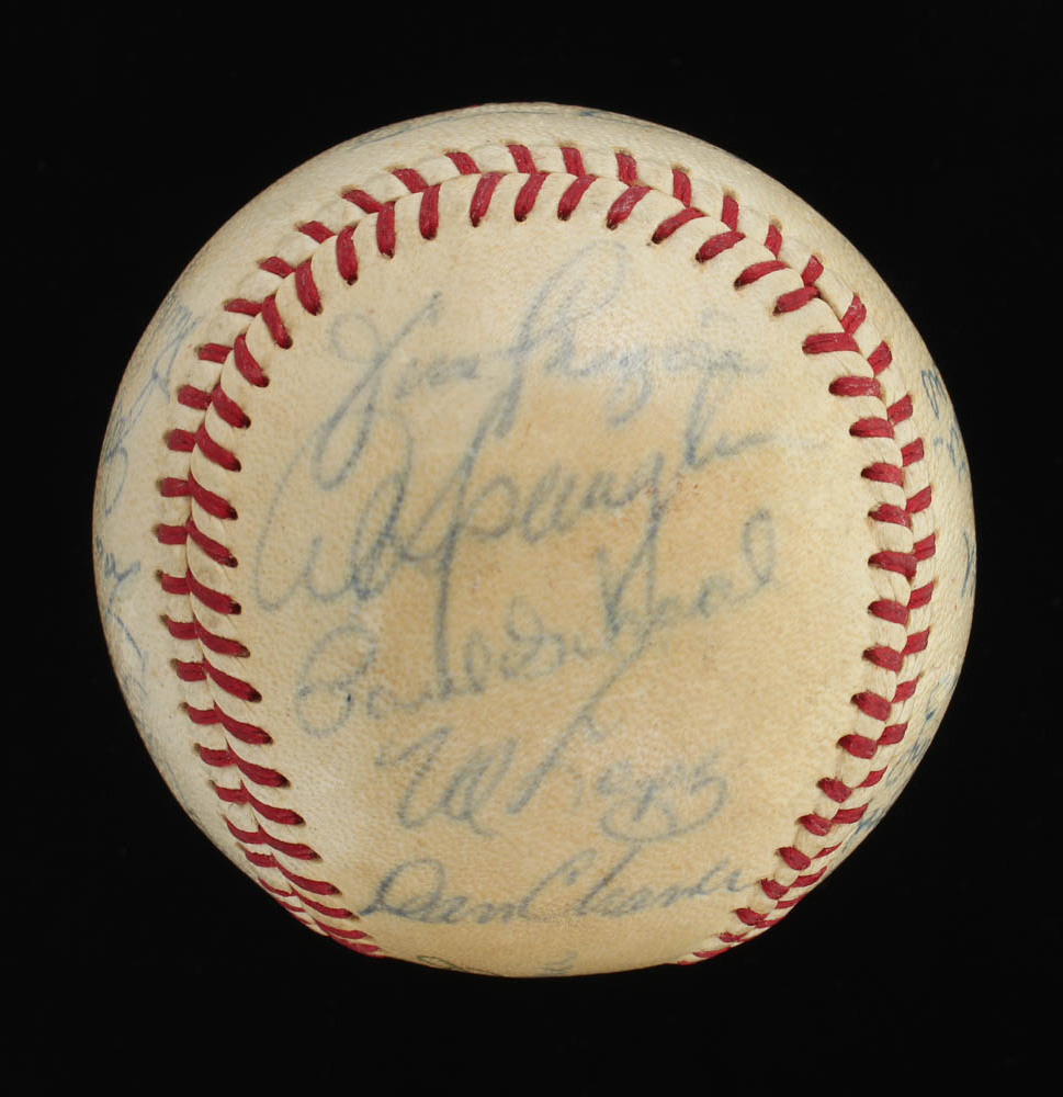 1965 Angels OAL Baseball Team-Signed by (26) with Dean Chance, Lou Clinton, Bob Lee, Vic Power, Rudy May (JSA ALOA) at PristineAuction.com 1965 Angels OAL Baseball Team-Signed by (26) with Dean Chance, Lou Clinton, Bob Lee, Vic Power, Rudy May (JSA ALOA) at PristineAuction.com