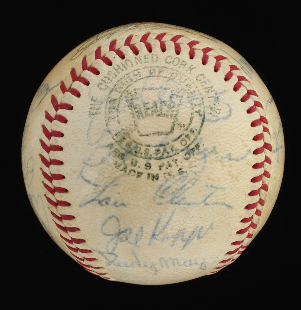 1965 Angels OAL Baseball Team-Signed by (26) with Dean Chance, Lou Clinton, Bob Lee, Vic Power, Rudy May (JSA ALOA) at PristineAuction.com 1965 Angels OAL Baseball Team-Signed by (26) with Dean Chance, Lou Clinton, Bob Lee, Vic Power, Rudy May (JSA ALOA) at PristineAuction.com