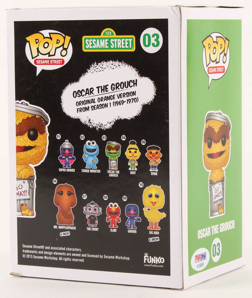 Caroll Spinney Signed "Oscar The Grouch" Sesame Street #03 Funko Pop! Vinyl Figure (PSA) at PristineAuction.com Caroll Spinney Signed "Oscar The Grouch" Sesame Street #03 Funko Pop! Vinyl Figure (PSA) at PristineAuction.com