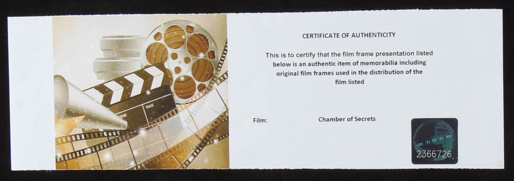 "Harry Potter & The Chamber of Secrets" LE 8x10 Custom Matted Original Film / Movie Cell Display at PristineAuction.com "Harry Potter & The Chamber of Secrets" LE 8x10 Custom Matted Original Film / Movie Cell Display at PristineAuction.com