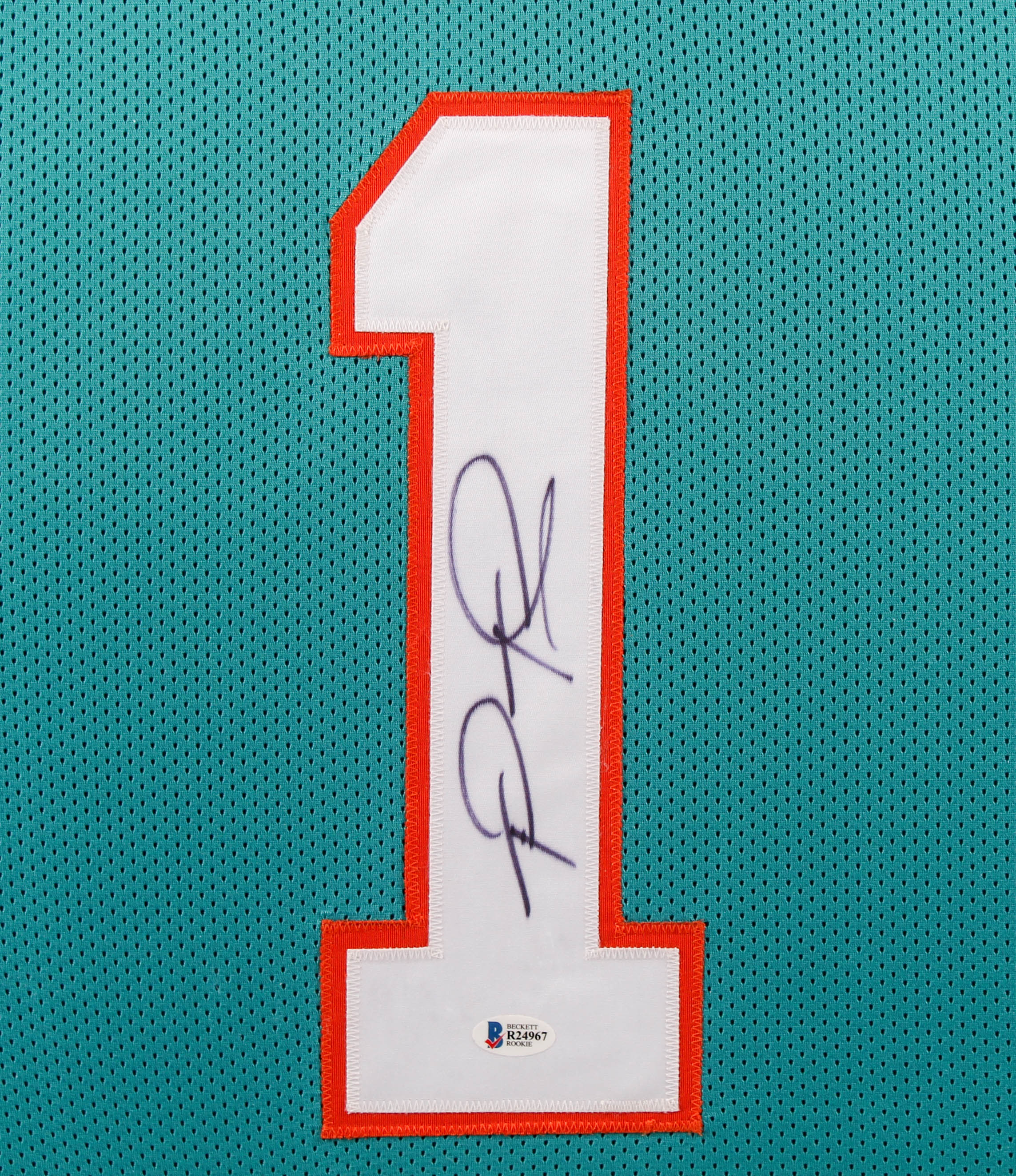 Tua Tagovailoa Signed 35x43 Custom Framed Jersey (Beckett Hologram) at PristineAuction.com Tua Tagovailoa Signed 35x43 Custom Framed Jersey (Beckett Hologram) at PristineAuction.com