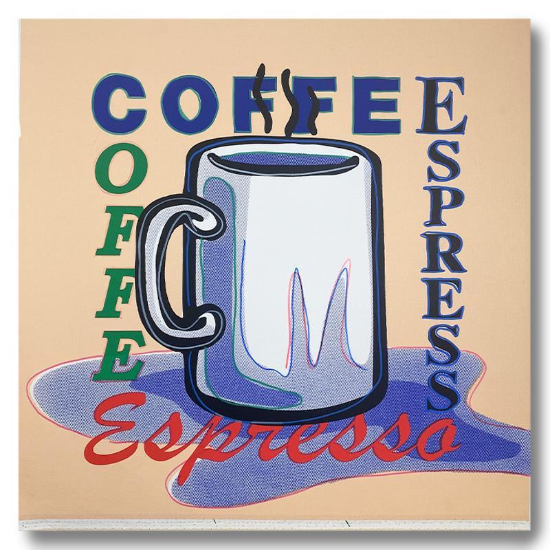 Steve Kaufman Signed "ESPRESSO" Limited Edition 25x25 Hand Pulled Silkscreen Mixed Media on Canvas at PristineAuction.com Steve Kaufman Signed "ESPRESSO" Limited Edition 25x25 Hand Pulled Silkscreen Mixed Media on Canvas at PristineAuction.com