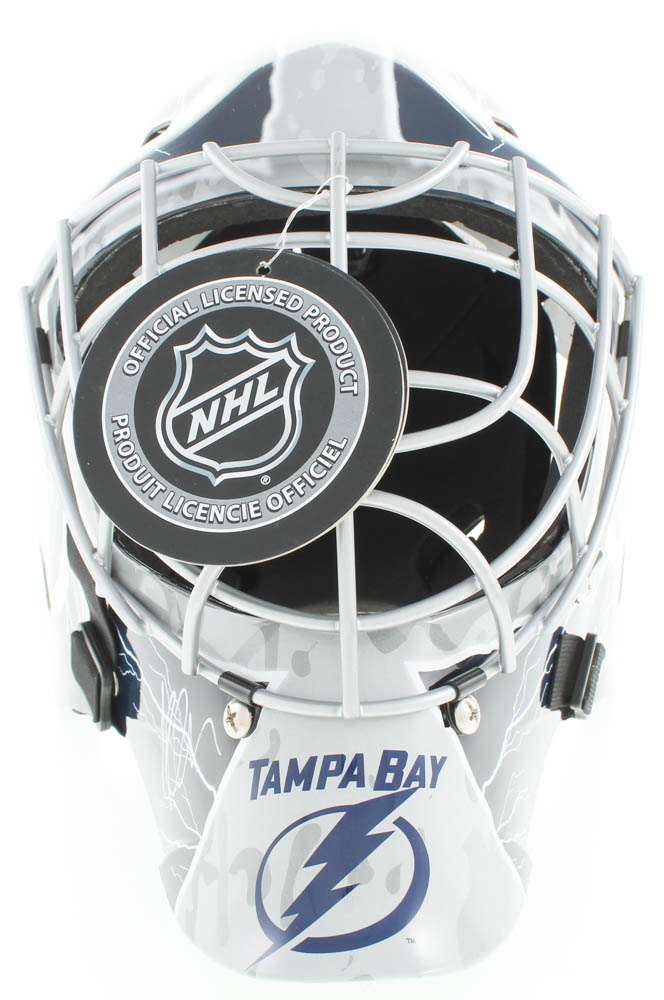 2019-20 Lightning Full-Size Goalie Mask Team-Signed by (17) with Andrei Vasilevskiy, Victor Hedman, Brayden Point (JSA ALOA) at PristineAuction.com 2019-20 Lightning Full-Size Goalie Mask Team-Signed by (17) with Andrei Vasilevskiy, Victor Hedman, Brayden Point (JSA ALOA) at PristineAuction.com