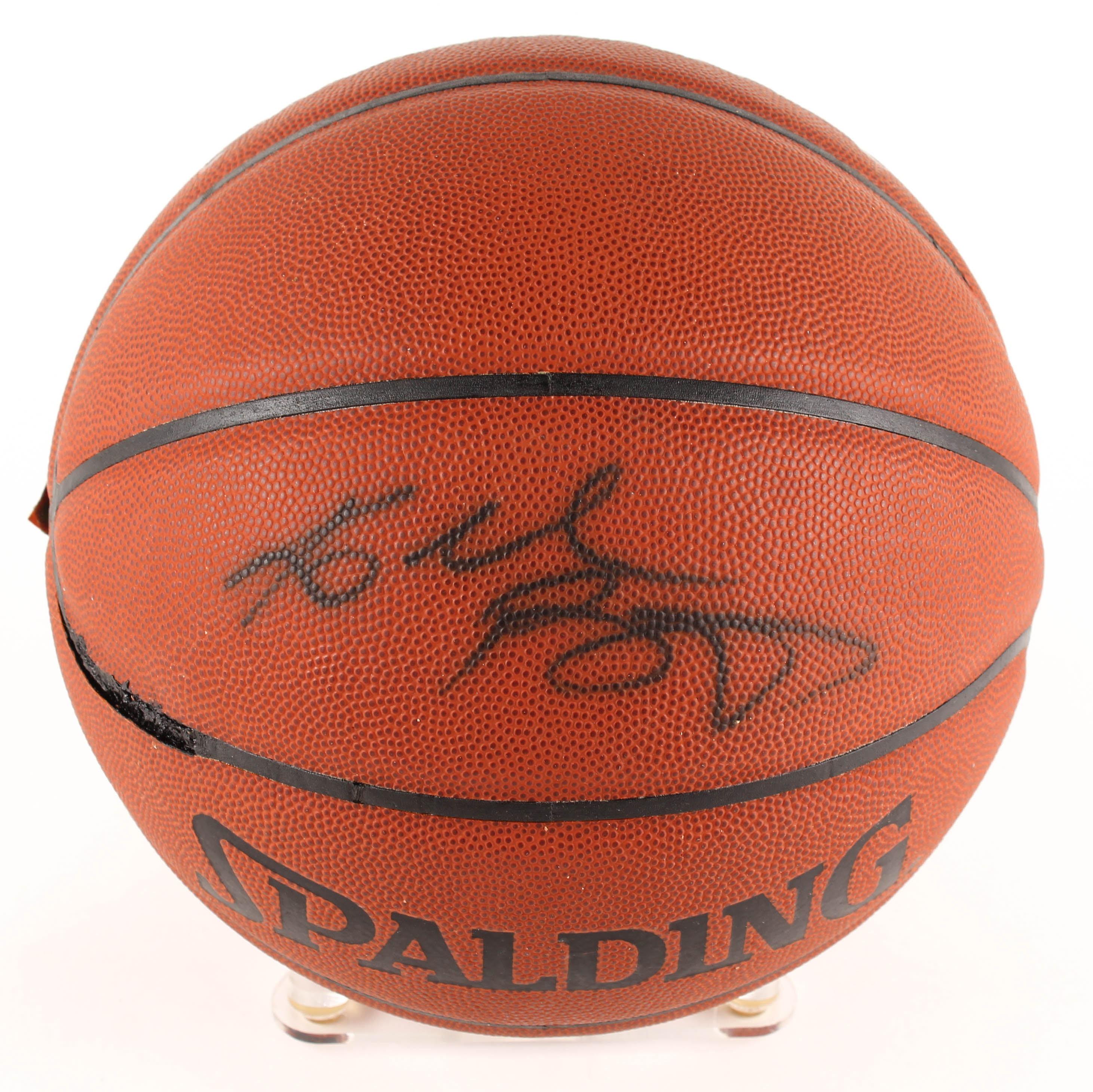 Lot of (2) Kobe Bryant Items With Signed NBA Basketball WIth DIsplay Case & 1999 Game Worn Warm Ups Piece (Beckett LOA & PSA Hologram) at PristineAuction.com Lot of (2) Kobe Bryant Items With Signed NBA Basketball WIth DIsplay Case & 1999 Game Worn Warm Ups Piece (Beckett LOA & PSA Hologram) at PristineAuction.com