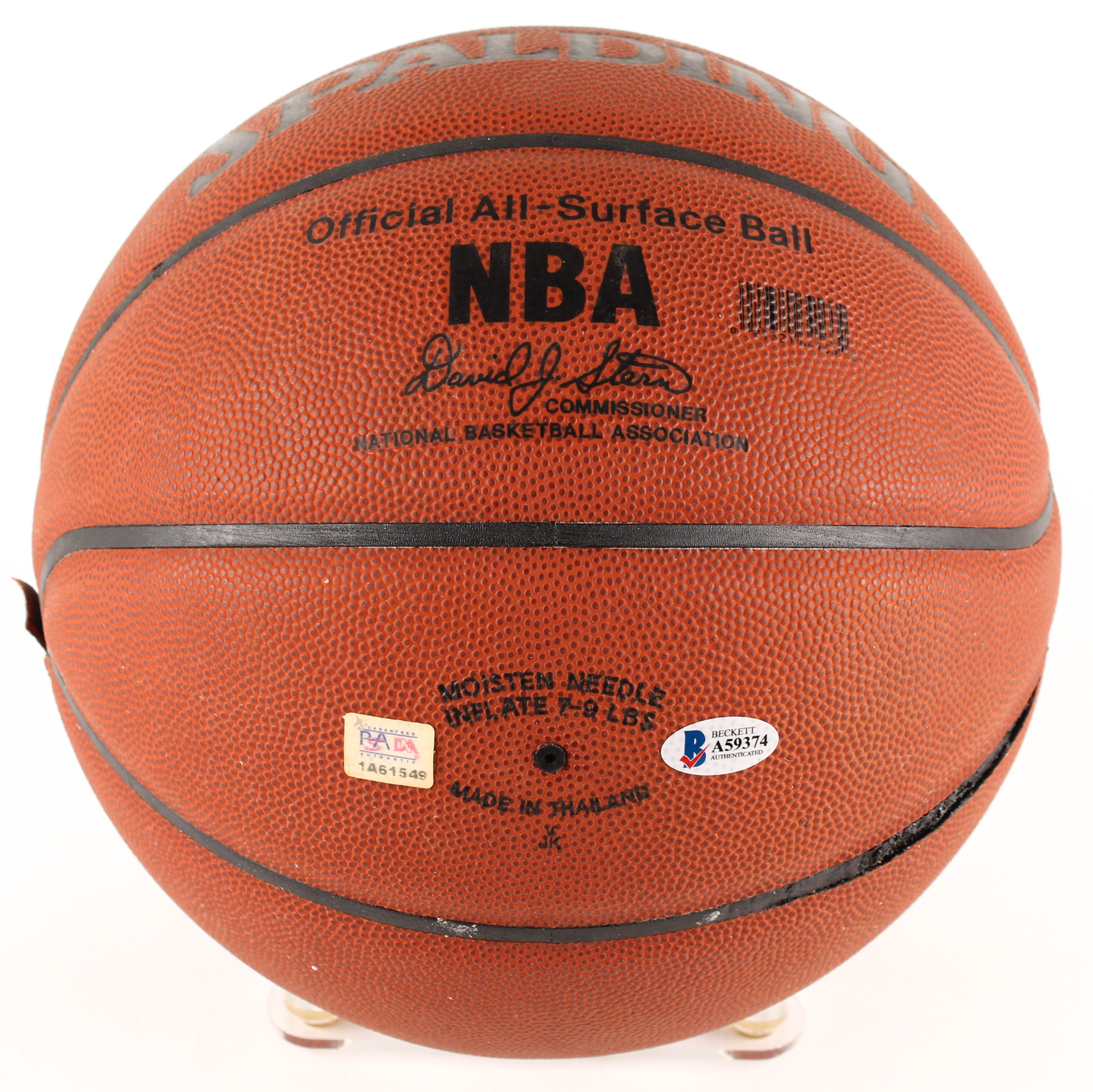 Lot of (2) Kobe Bryant Items With Signed NBA Basketball WIth DIsplay Case & 1999 Game Worn Warm Ups Piece (Beckett LOA & PSA Hologram) at PristineAuction.com Lot of (2) Kobe Bryant Items With Signed NBA Basketball WIth DIsplay Case & 1999 Game Worn Warm Ups Piece (Beckett LOA & PSA Hologram) at PristineAuction.com