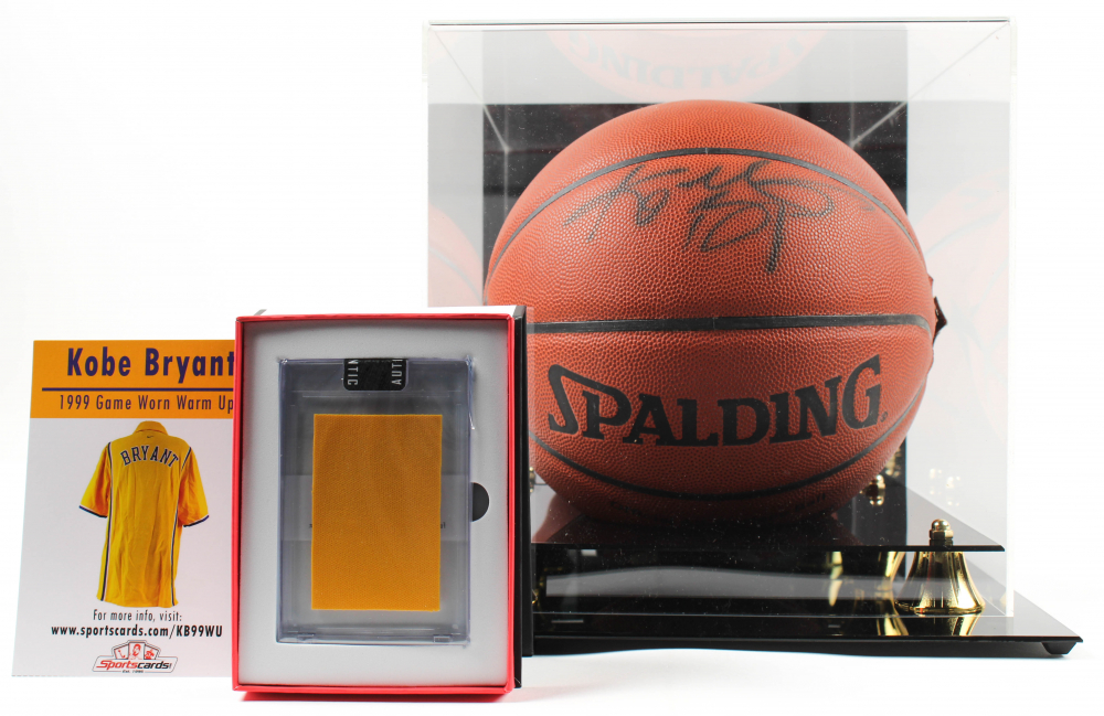 Lot of (2) Kobe Bryant Items With Signed NBA Basketball WIth DIsplay Case & 1999 Game Worn Warm Ups Piece (Beckett LOA & PSA Hologram) at PristineAuction.com Lot of (2) Kobe Bryant Items With Signed NBA Basketball WIth DIsplay Case & 1999 Game Worn Warm Ups Piece (Beckett LOA & PSA Hologram) at PristineAuction.com