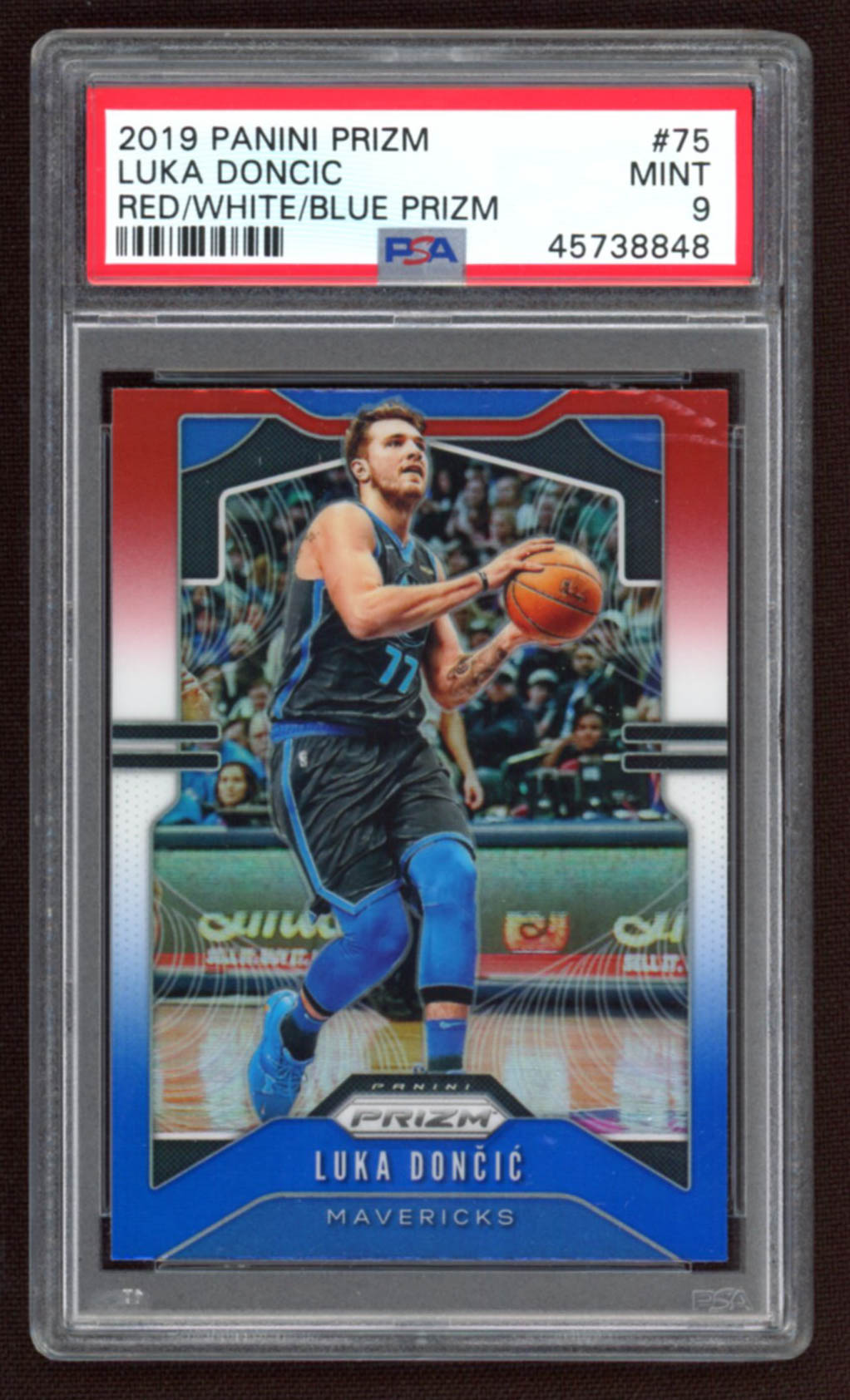 Luka Doncic 2019-20 Panini Prizm Prizms Red White and Blue #75 (PSA 9) at PristineAuction.com Luka Doncic 2019-20 Panini Prizm Prizms Red White and Blue #75 (PSA 9) at PristineAuction.com