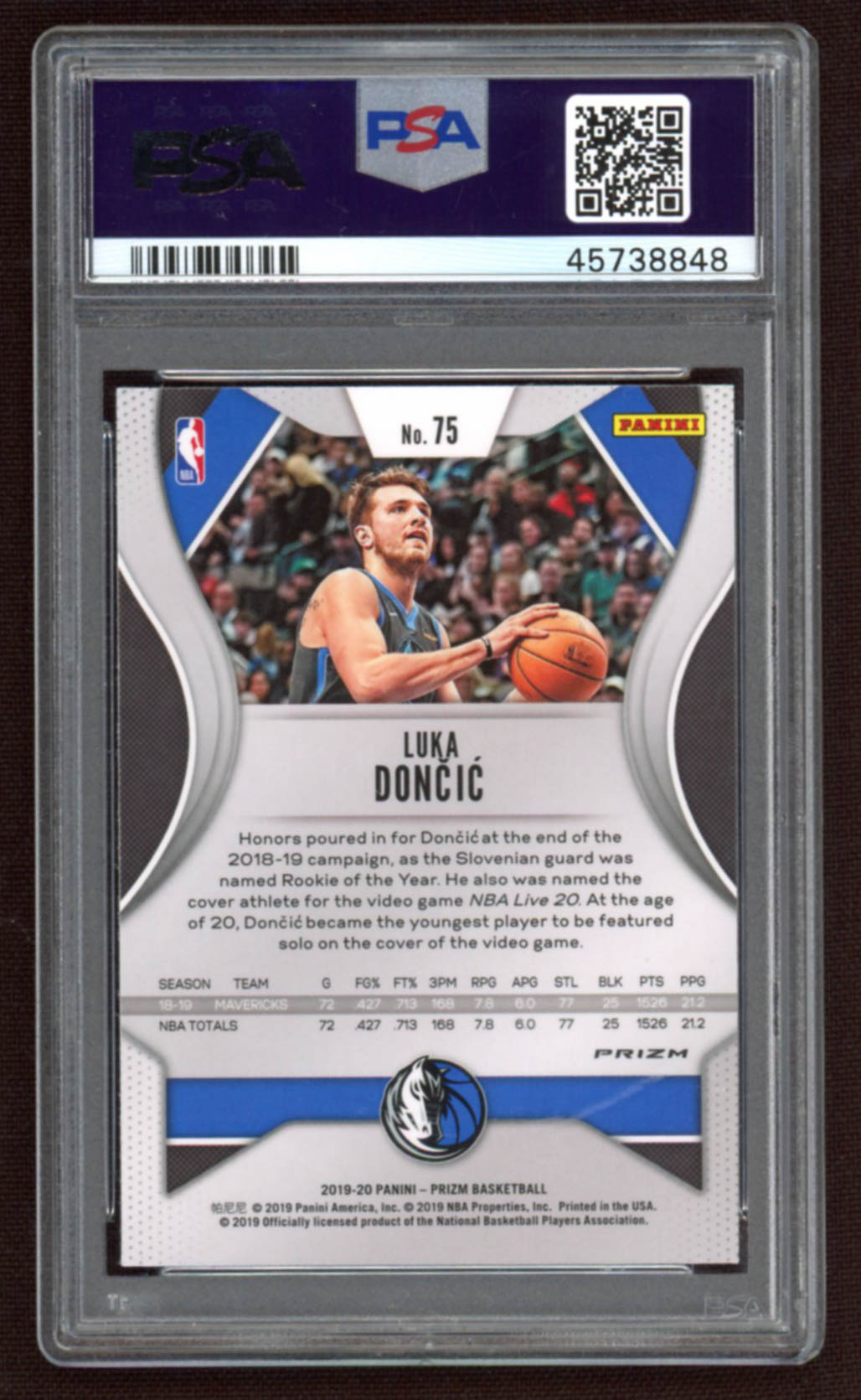 Luka Doncic 2019-20 Panini Prizm Prizms Red White and Blue #75 (PSA 9) at PristineAuction.com Luka Doncic 2019-20 Panini Prizm Prizms Red White and Blue #75 (PSA 9) at PristineAuction.com