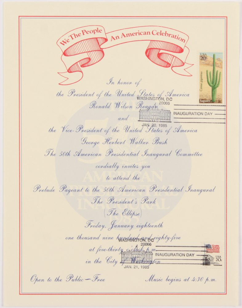 1985 Inauguration Invitation for President Ronald Reagan & Vice President George H.W. Bush at PristineAuction.com 1985 Inauguration Invitation for President Ronald Reagan & Vice President George H.W. Bush at PristineAuction.com
