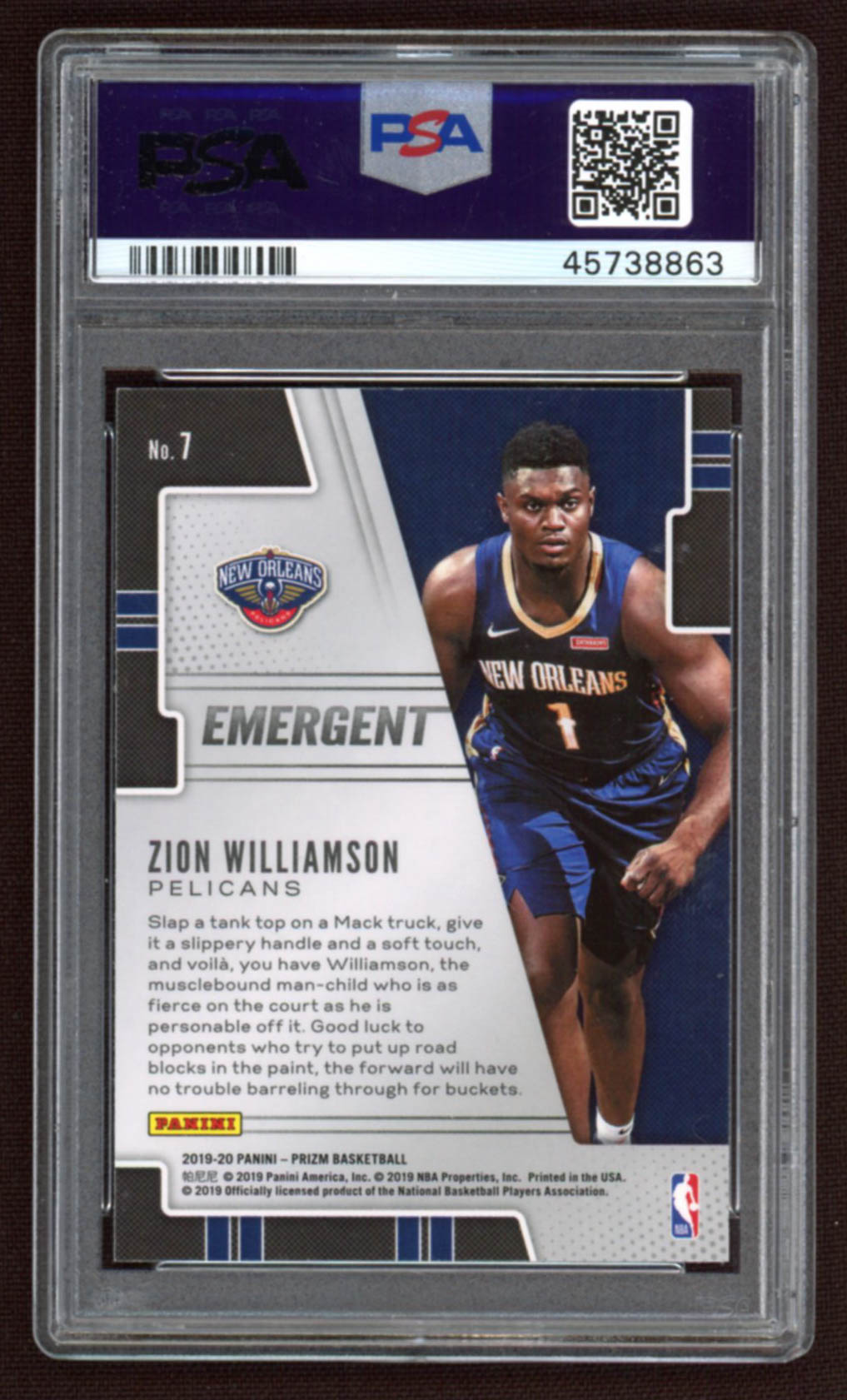 Zion Williamson 2019-20 Panini Prizm Emergent #7 (PSA 10) at PristineAuction.com Zion Williamson 2019-20 Panini Prizm Emergent #7 (PSA 10) at PristineAuction.com