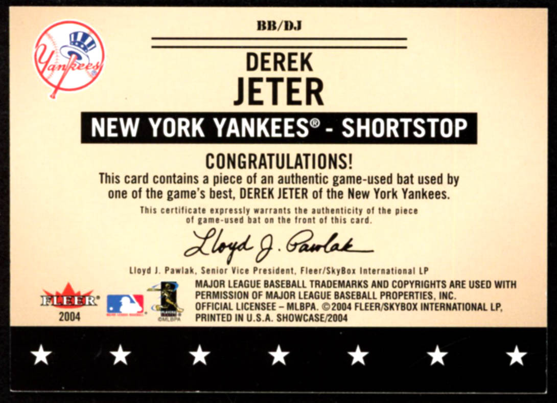 Derek Jeter 2004 Fleer Showcase Baseballs Best Game Used Bat #DJ at PristineAuction.com Derek Jeter 2004 Fleer Showcase Baseballs Best Game Used Bat #DJ at PristineAuction.com