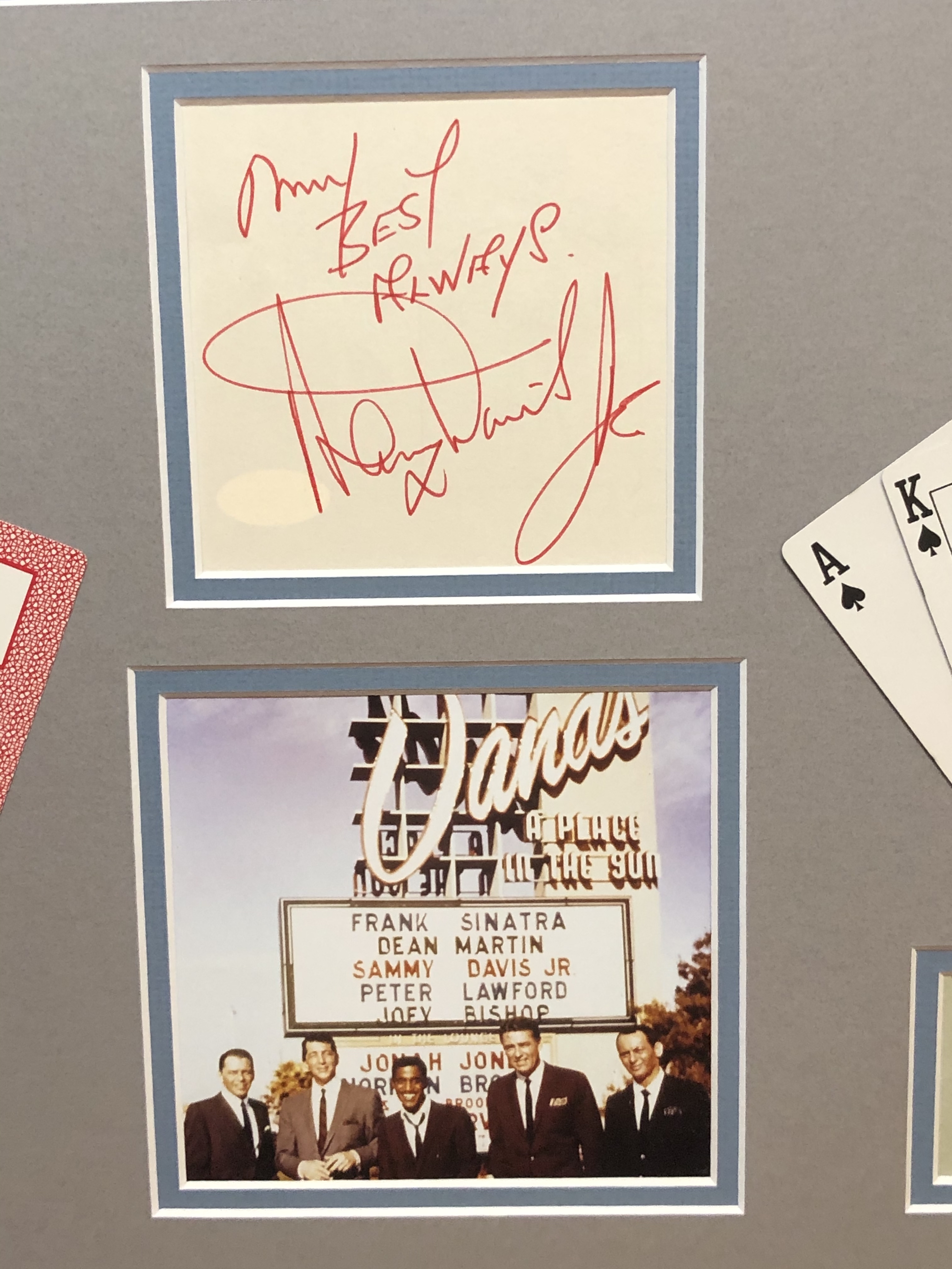 "The Rat Pack" 24x28 Custom Framed Cut Display Signed by (5) with Joey Bishop, Frank Sinatra, Sammy Davis Jr., Peter Lawford & Dean Martin (JSA LOA & PSA COA) at PristineAuction.com "The Rat Pack" 24x28 Custom Framed Cut Display Signed by (5) with Joey Bishop, Frank Sinatra, Sammy Davis Jr., Peter Lawford & Dean Martin (JSA LOA & PSA COA) at PristineAuction.com