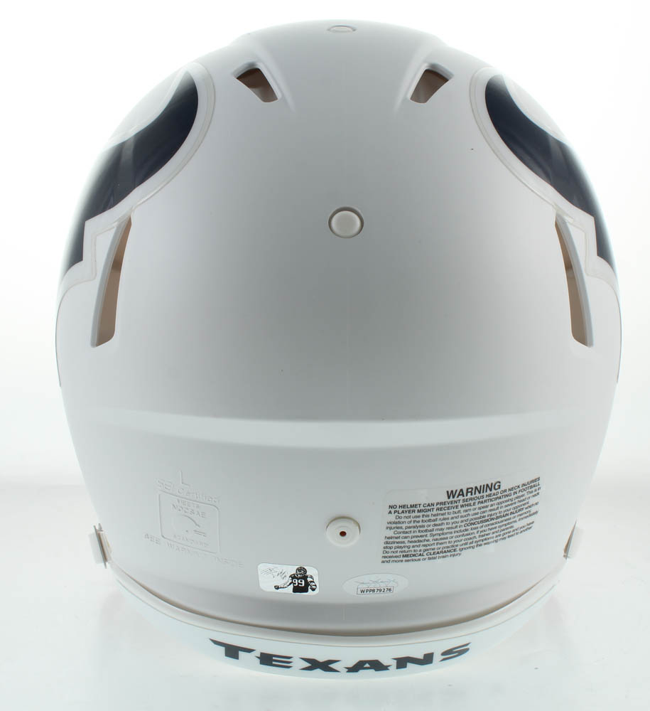 JJ Watt Signed Texans Full-Size Authentic On-Field Flat White Speed Helmet (JSA COA & Watt Hologram) at PristineAuction.com JJ Watt Signed Texans Full-Size Authentic On-Field Flat White Speed Helmet (JSA COA & Watt Hologram) at PristineAuction.com