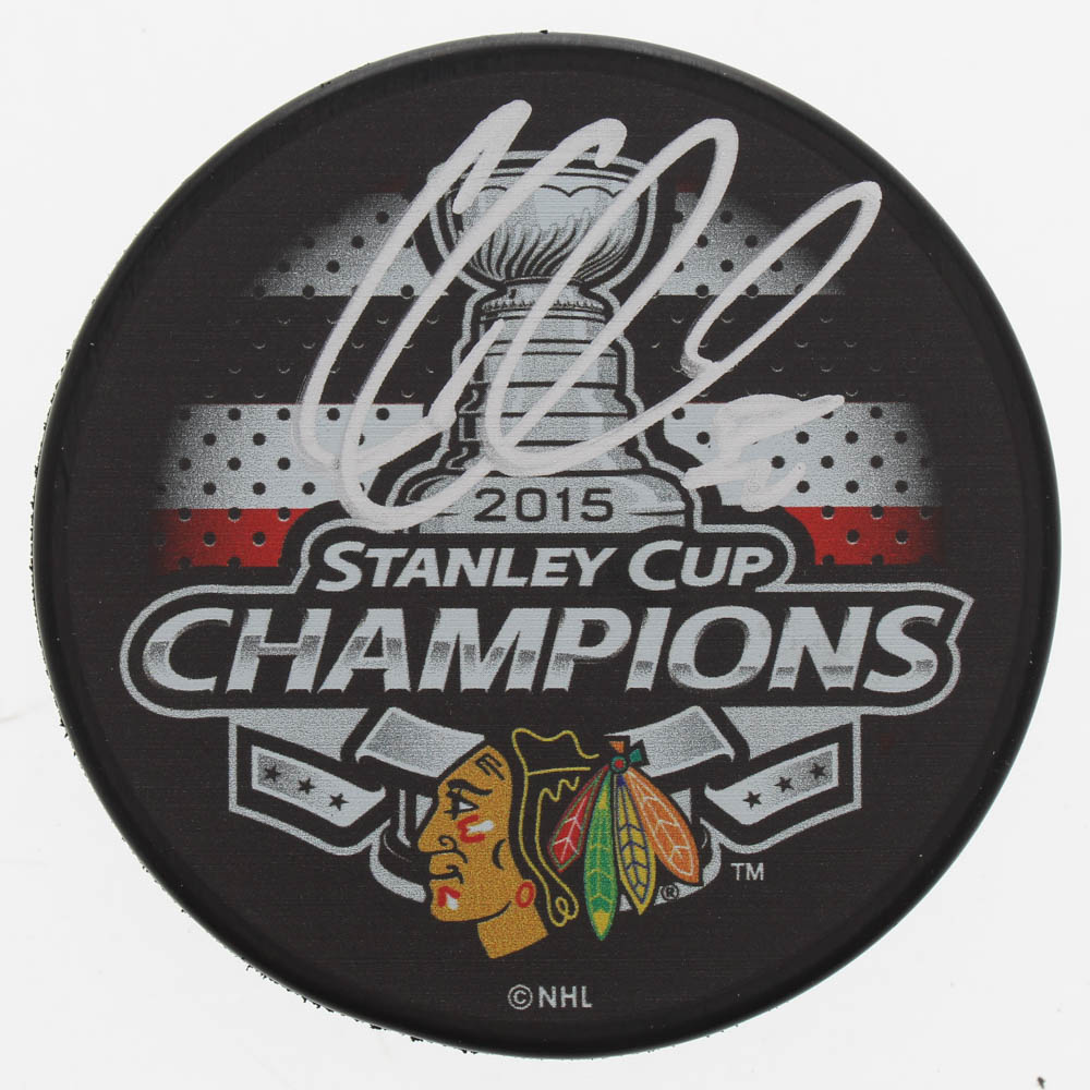 Corey Crawford Signed Blackhawks 2015 Stanley Cup Champions Logo Puck (Schwartz COA) at PristineAuction.com Corey Crawford Signed Blackhawks 2015 Stanley Cup Champions Logo Puck (Schwartz COA) at PristineAuction.com