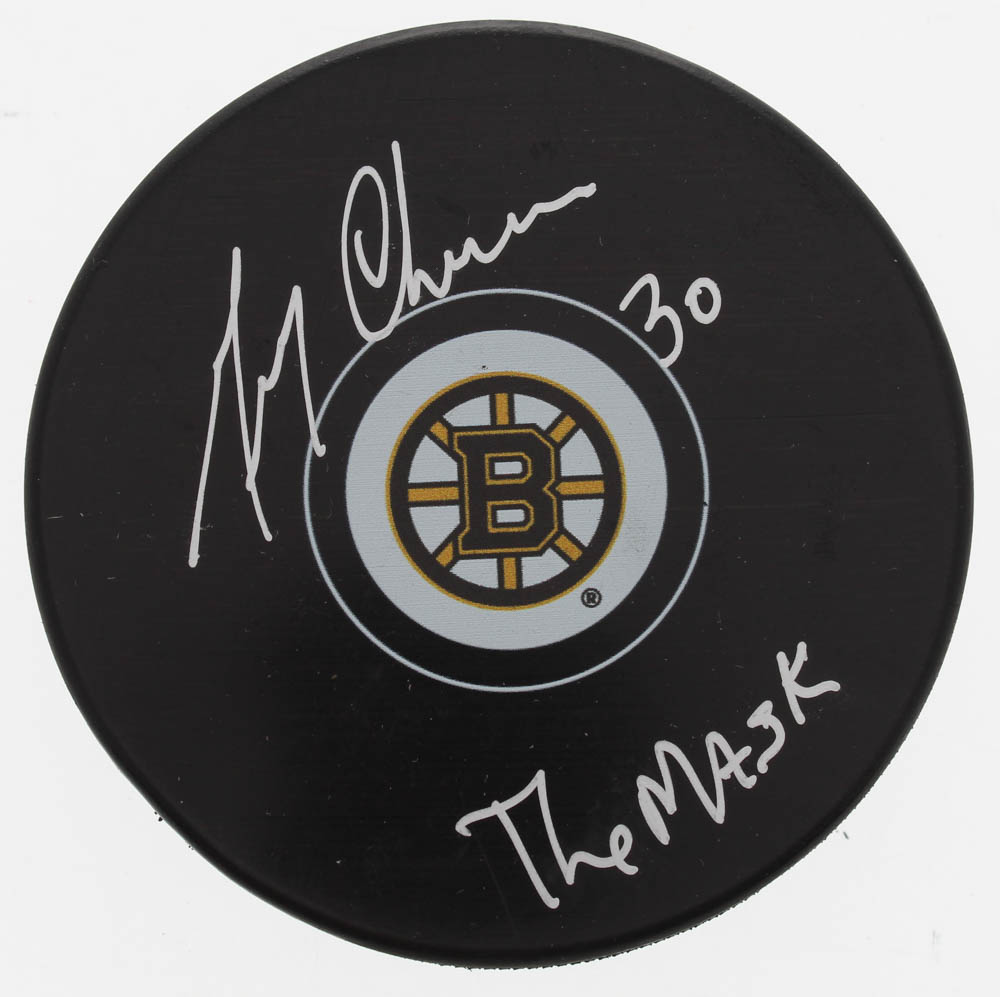 Gerry Cheevers Signed Bruins Logo Puck Inscribed "The Mask" (Schwartz COA) at PristineAuction.com Gerry Cheevers Signed Bruins Logo Puck Inscribed "The Mask" (Schwartz COA) at PristineAuction.com