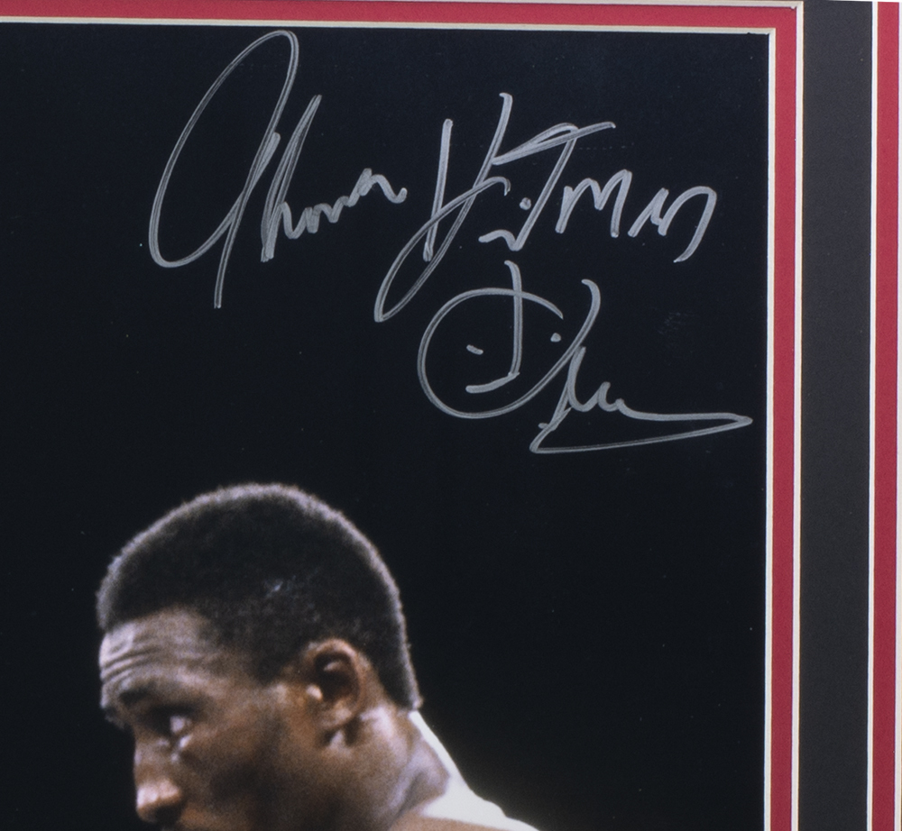 Thomas "Hitman" Hearns & Sugar Ray Leonard Signed 22x27 Custom Framed Photo Display (PSA COA) at PristineAuction.com Thomas "Hitman" Hearns & Sugar Ray Leonard Signed 22x27 Custom Framed Photo Display (PSA COA) at PristineAuction.com